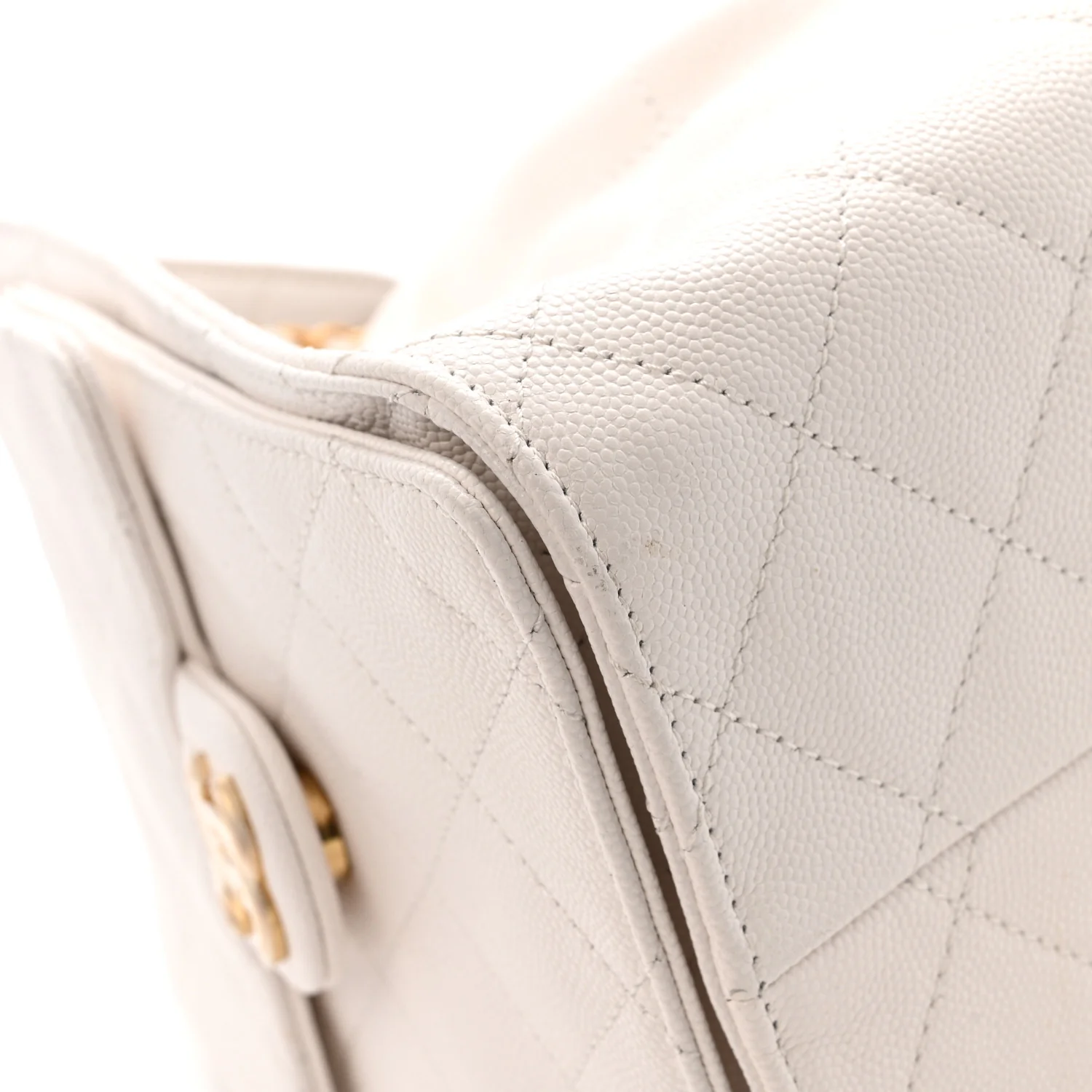 Caviar Quilted Small Chanel 25 Handbag White - Image 12