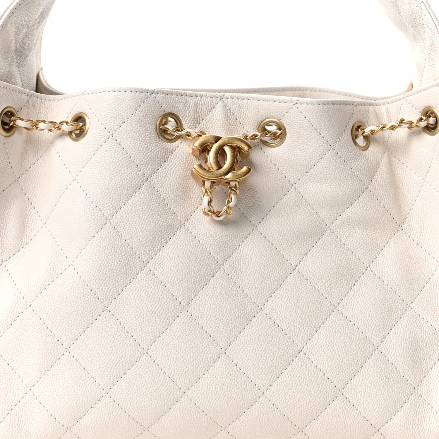 Caviar Quilted Small Chanel 25 Handbag White - Image 8