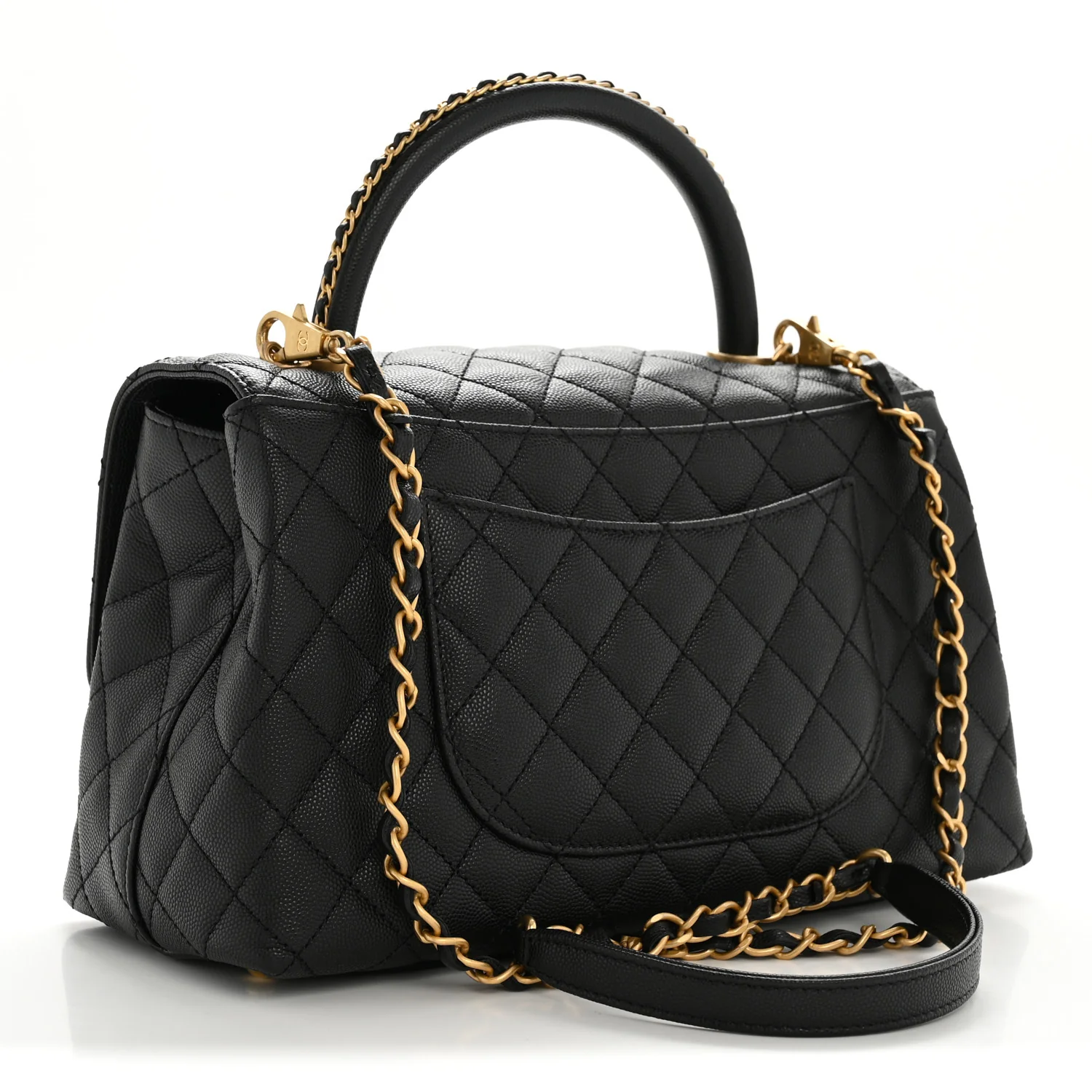 Caviar Quilted Small Coco Chain Handle Flap Black - Image 3
