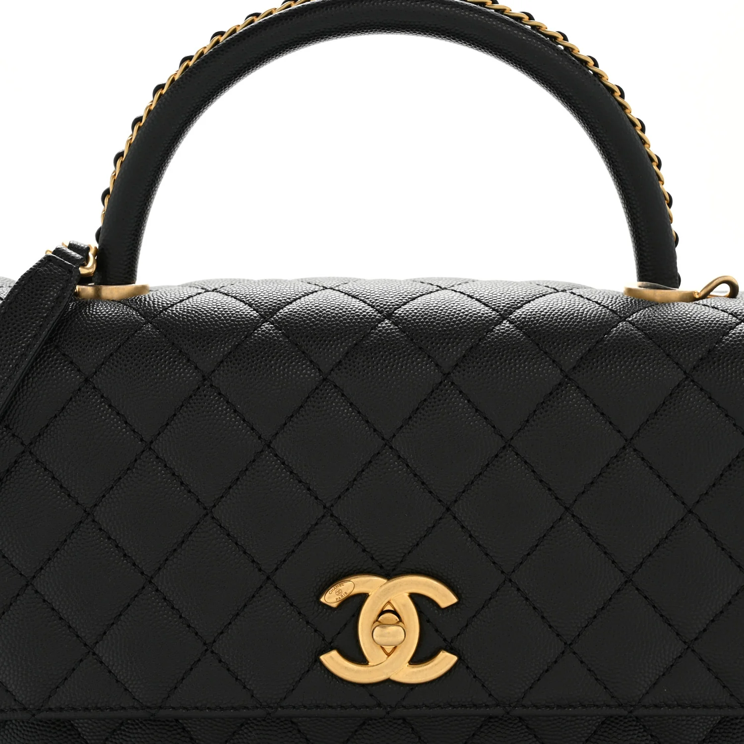 Caviar Quilted Small Coco Chain Handle Flap Black - Image 8
