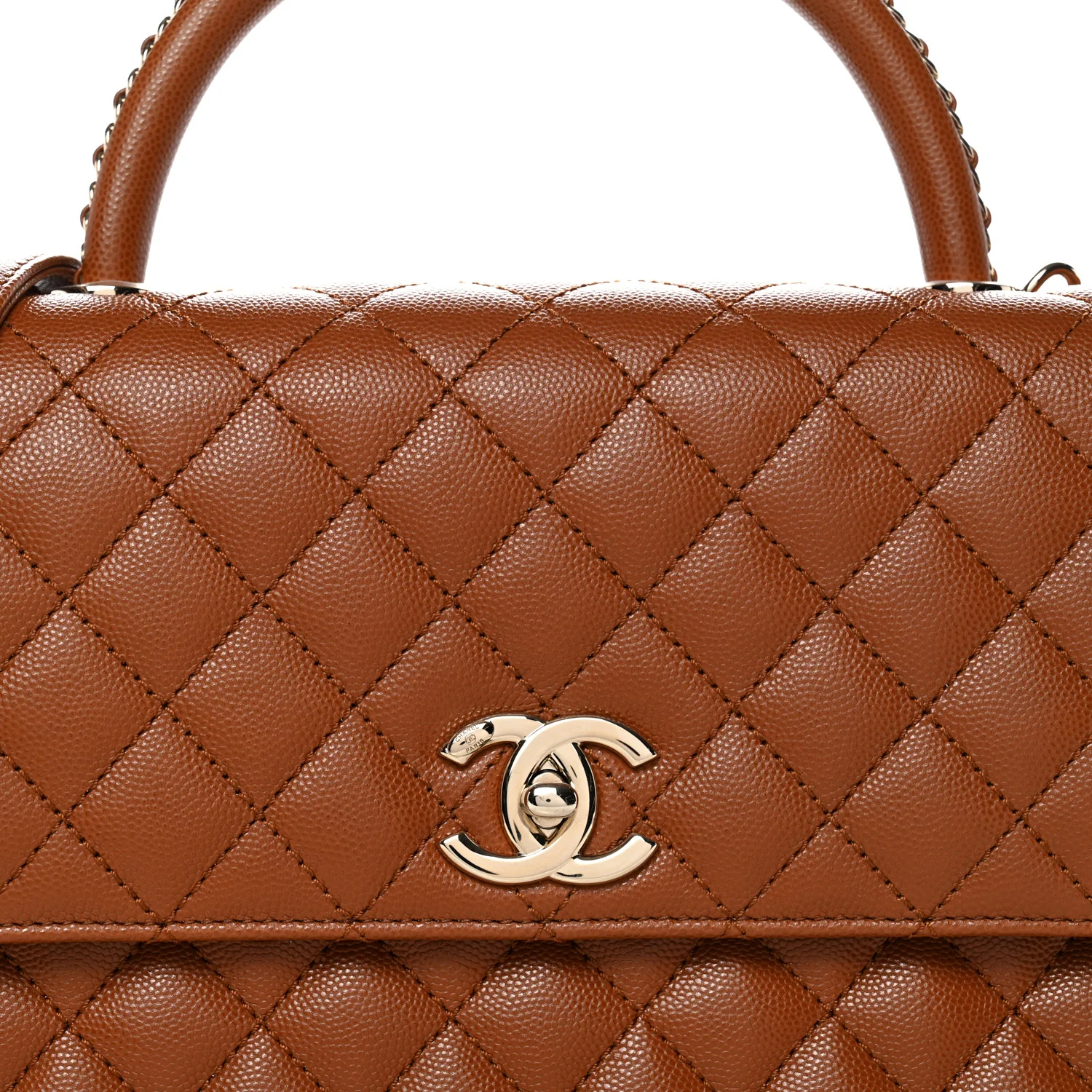 Caviar Quilted Small Coco Chain Handle Flap Brown - Image 8