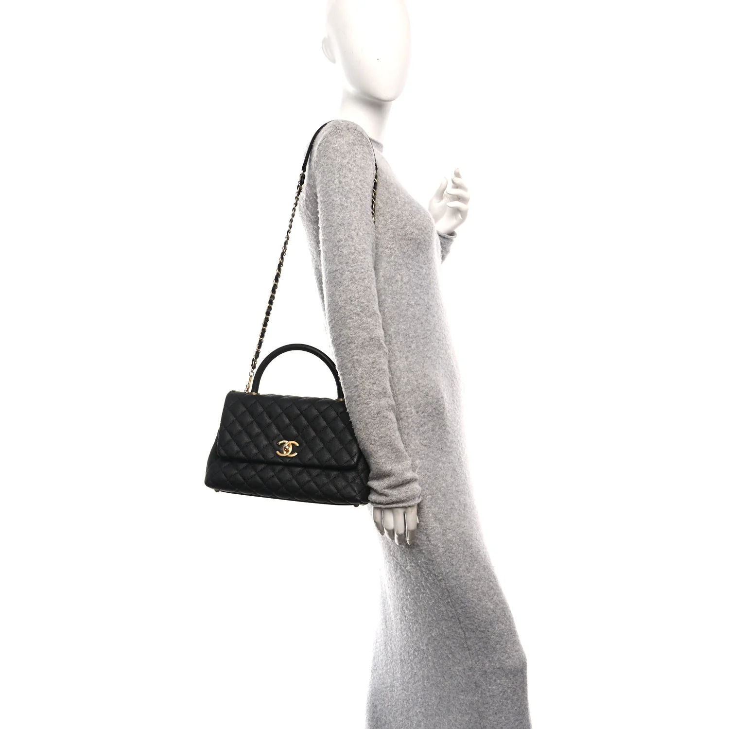 Caviar Quilted Small Coco Handle Flap Black - Image 2