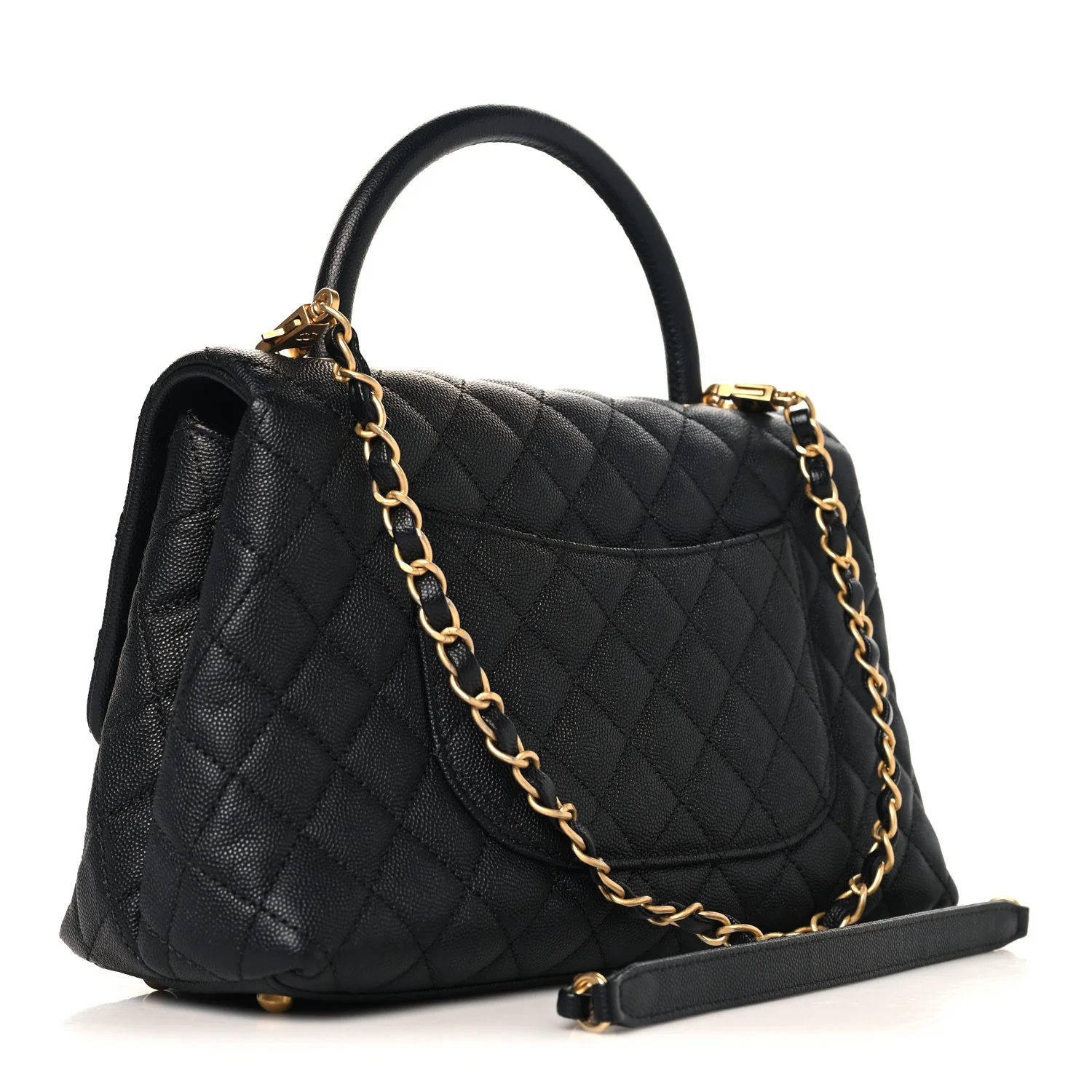 Caviar Quilted Small Coco Handle Flap Black - Image 3