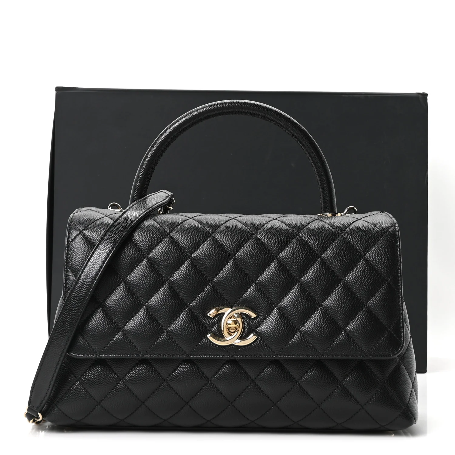 Caviar Quilted Small Coco Handle Flap Black - Image 11
