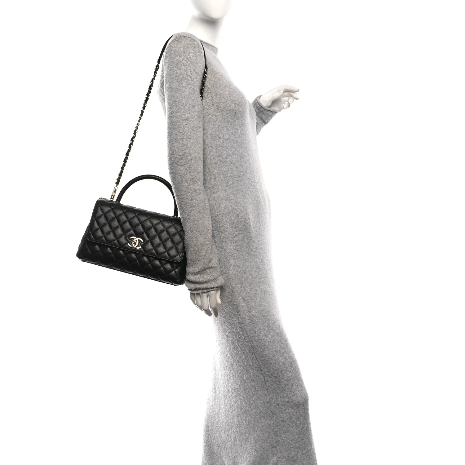 Caviar Quilted Small Coco Handle Flap Black - Image 2
