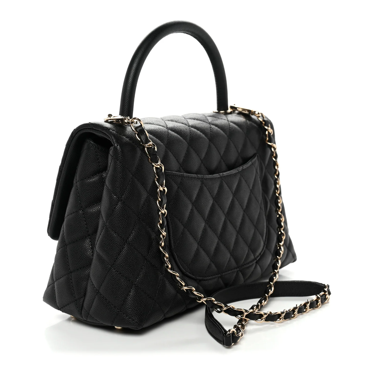 Caviar Quilted Small Coco Handle Flap Black - Image 3