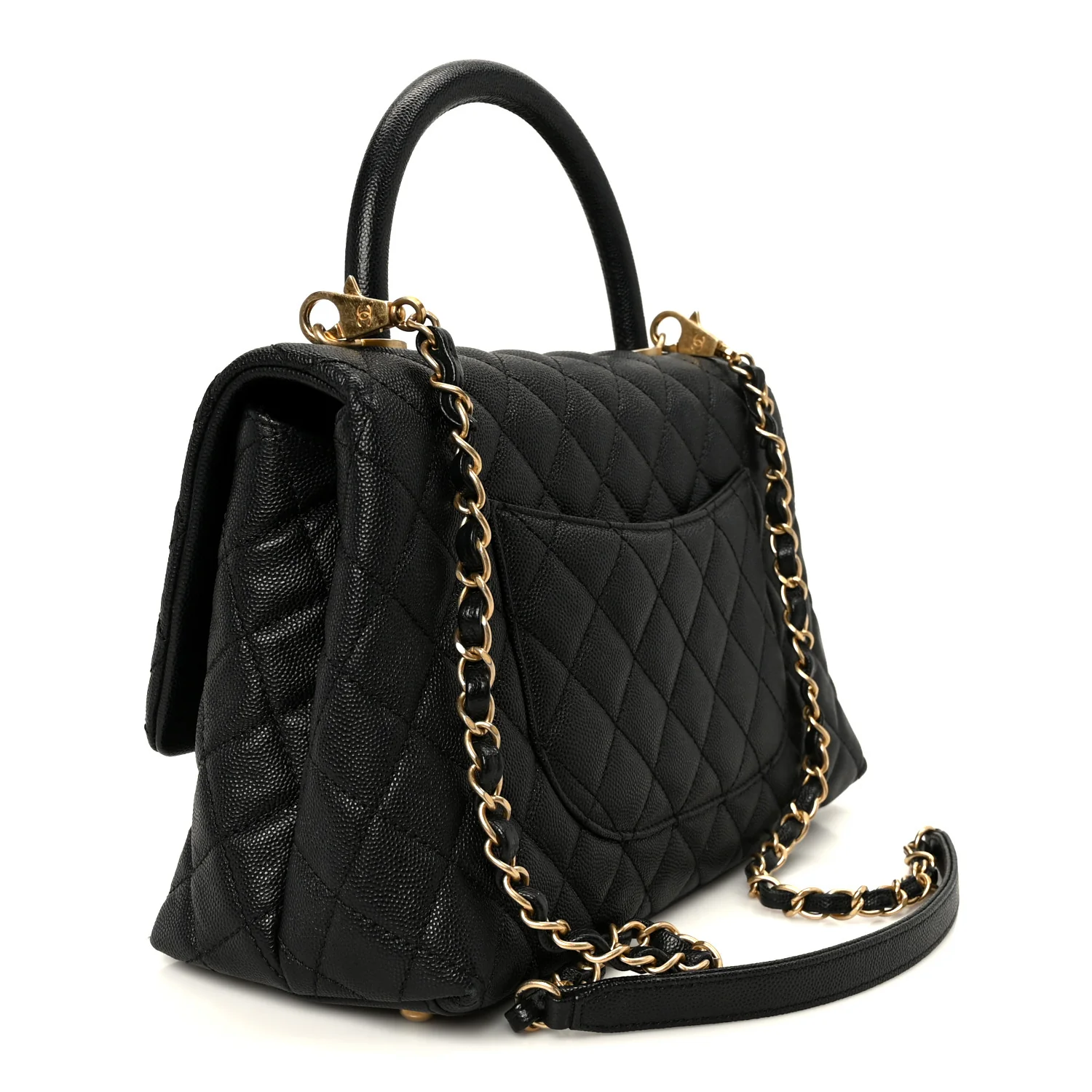 Caviar Quilted Small Coco Handle Flap Black - Image 3