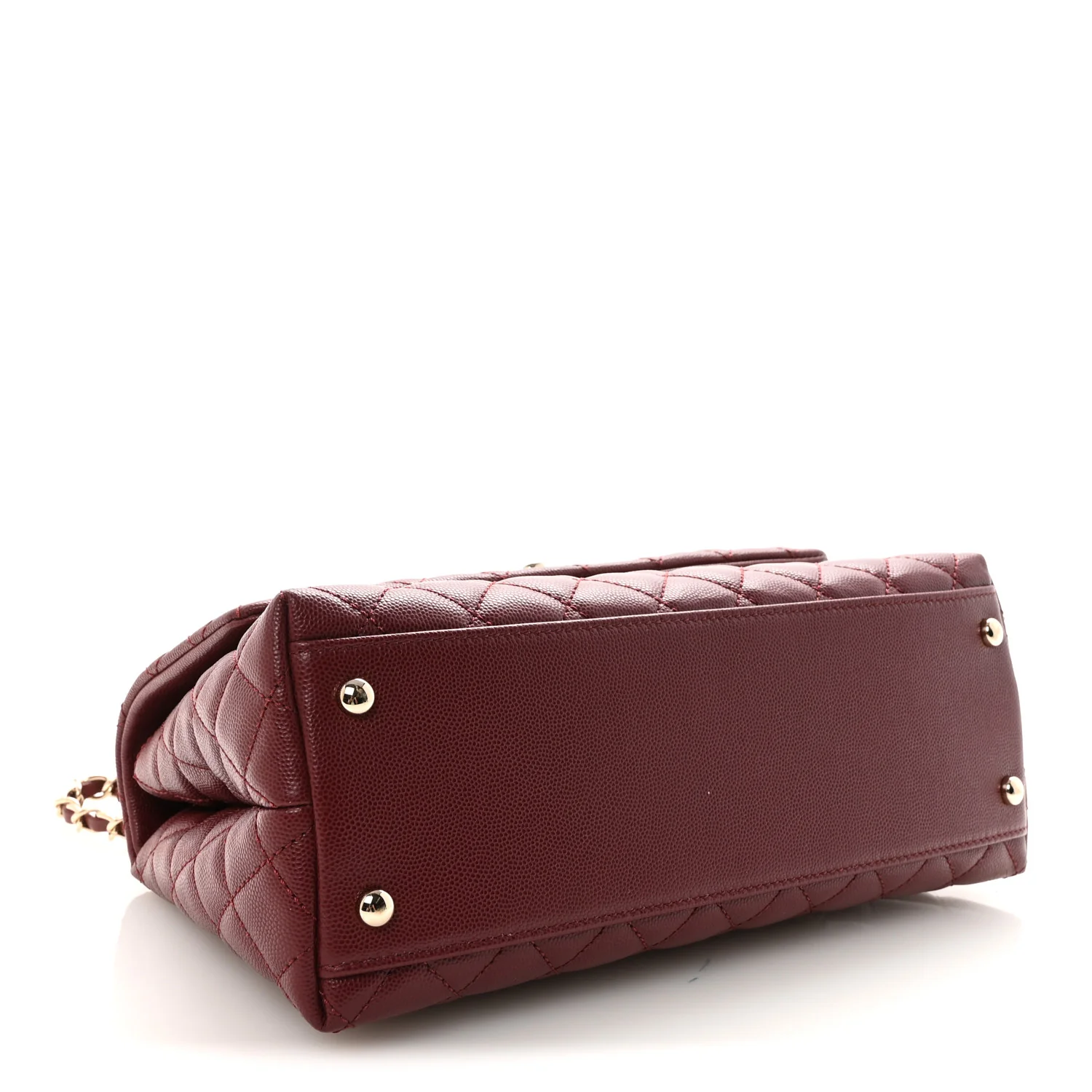 Caviar Quilted Small Coco Handle Flap Burgundy - Image 4