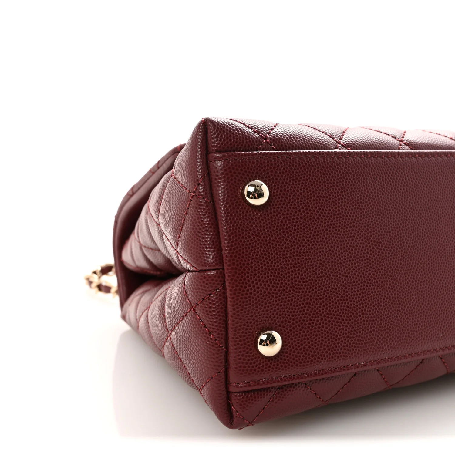 Caviar Quilted Small Coco Handle Flap Burgundy - Image 9