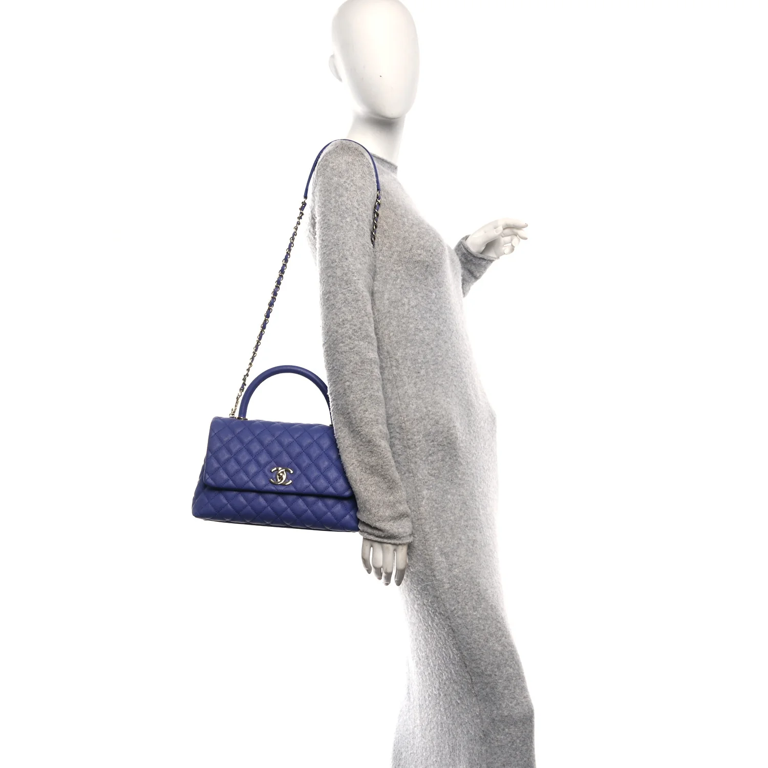 Caviar Quilted Small Coco Handle Flap Dark Purple - Image 2