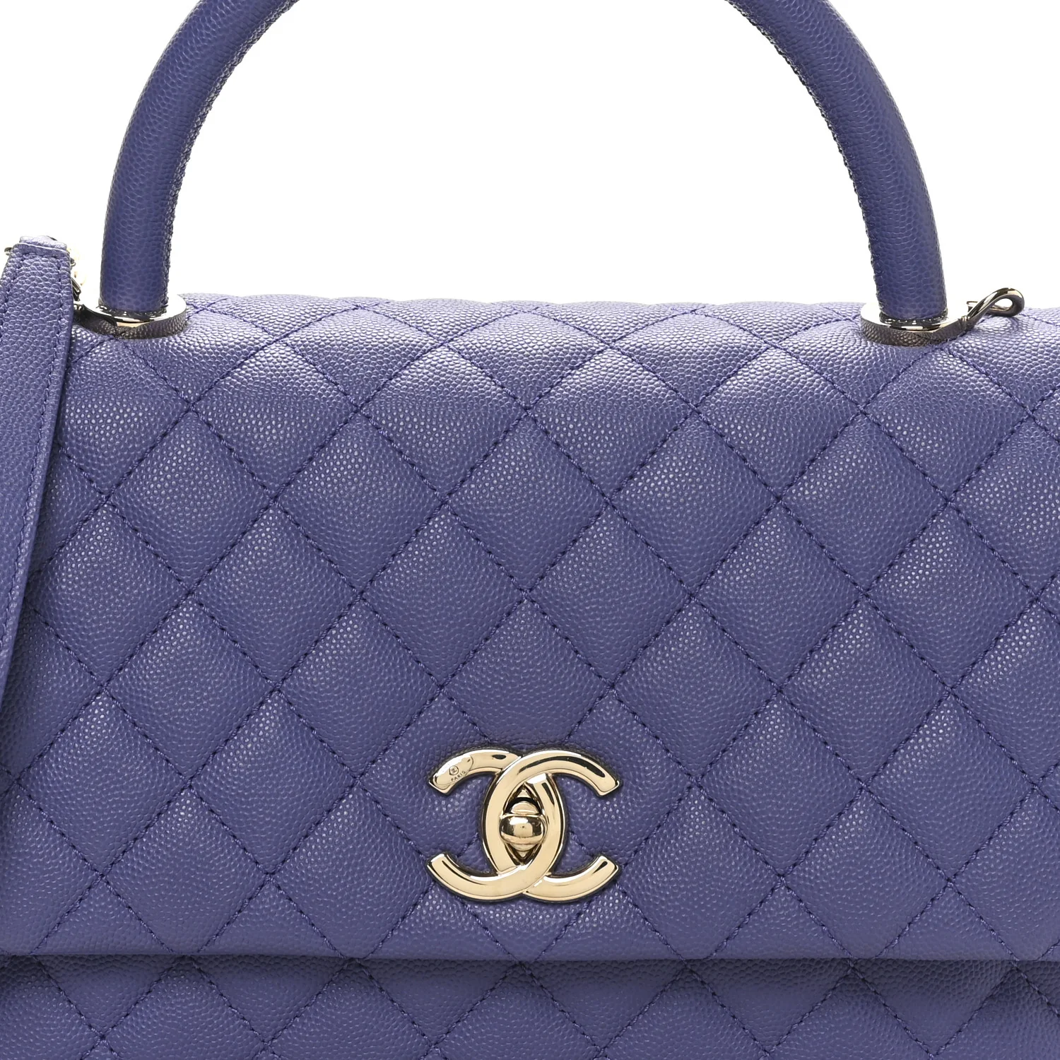 Caviar Quilted Small Coco Handle Flap Dark Purple - Image 8