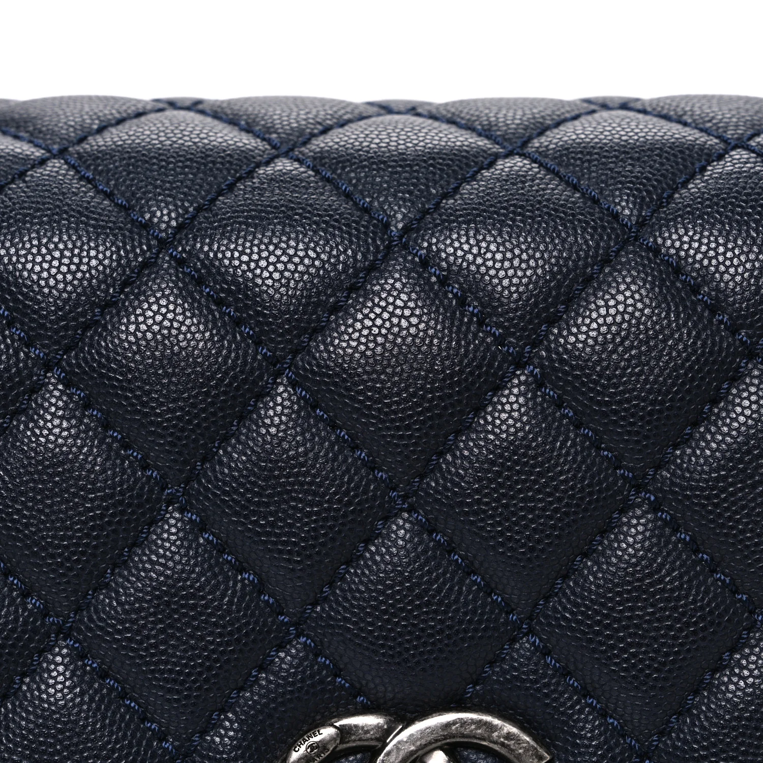 Caviar Quilted Small Coco Handle Flap Navy - Image 8