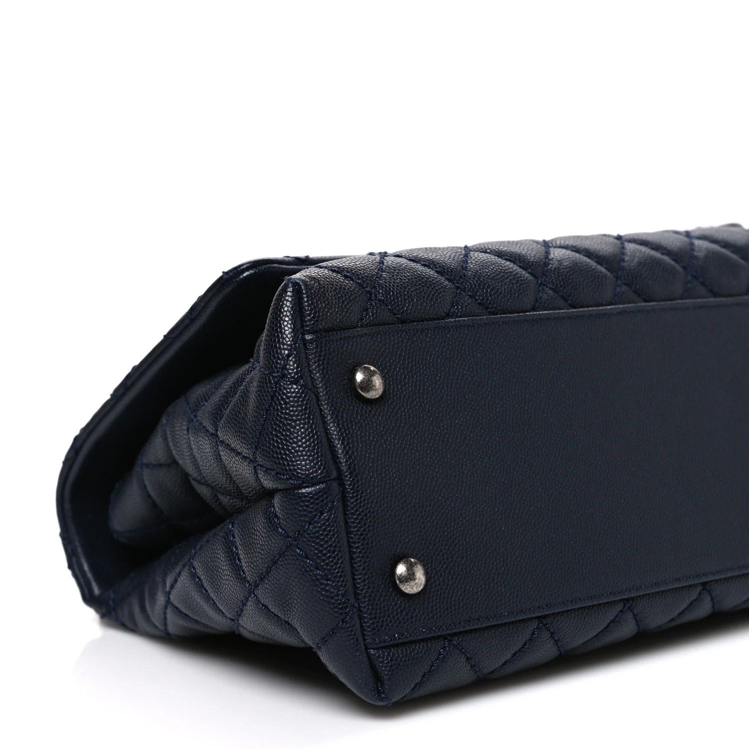 Caviar Quilted Small Coco Handle Flap Navy - Image 9