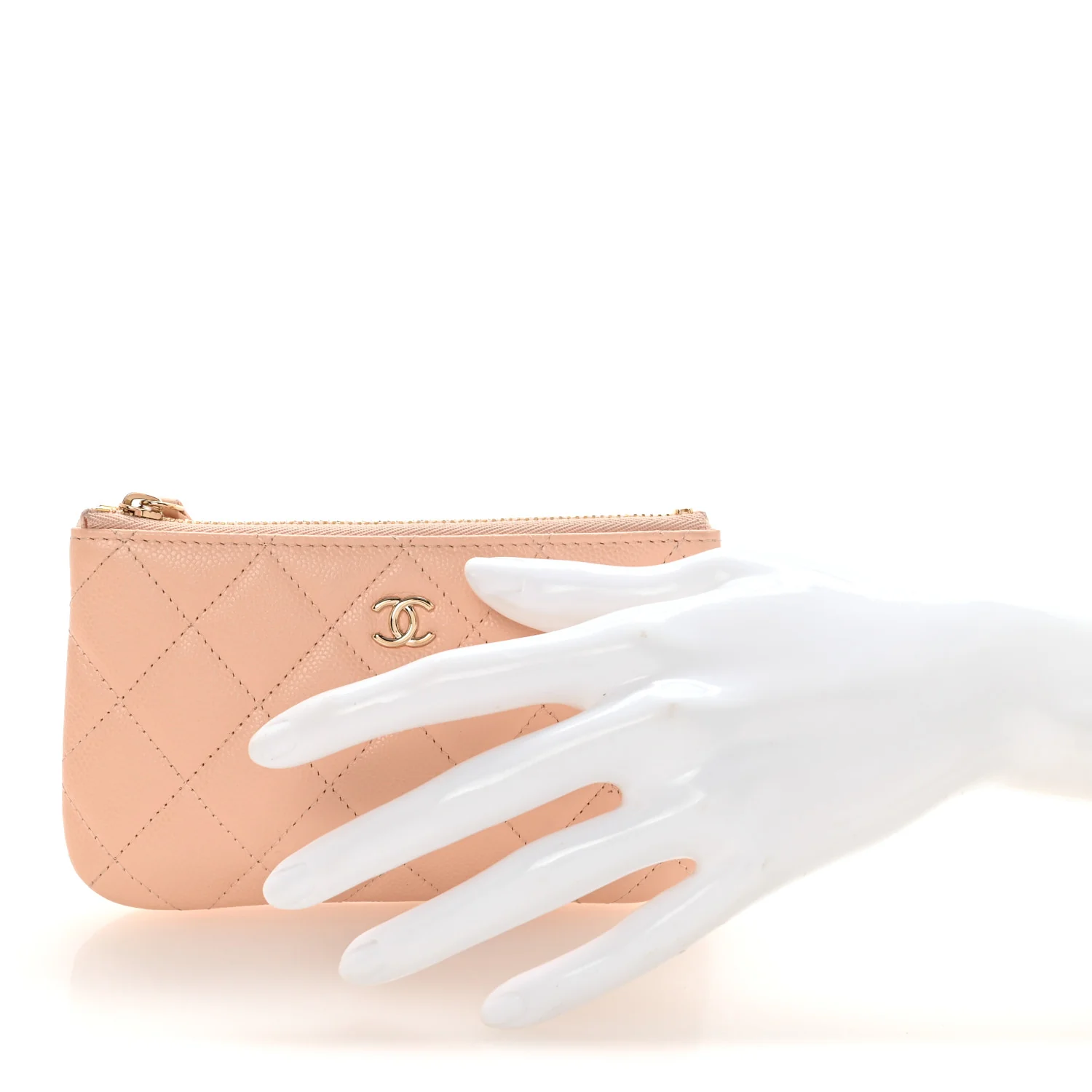 Caviar Quilted Small Cosmetic Case Beige - Image 2