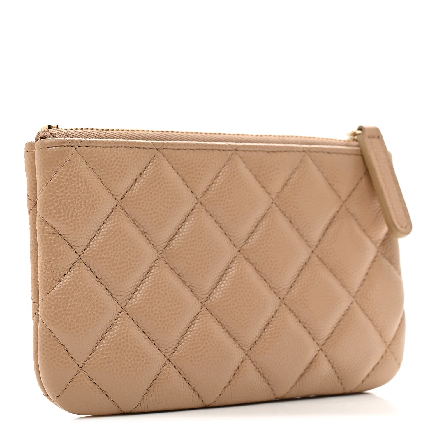 Caviar Quilted Small Cosmetic Case Beige - Image 3