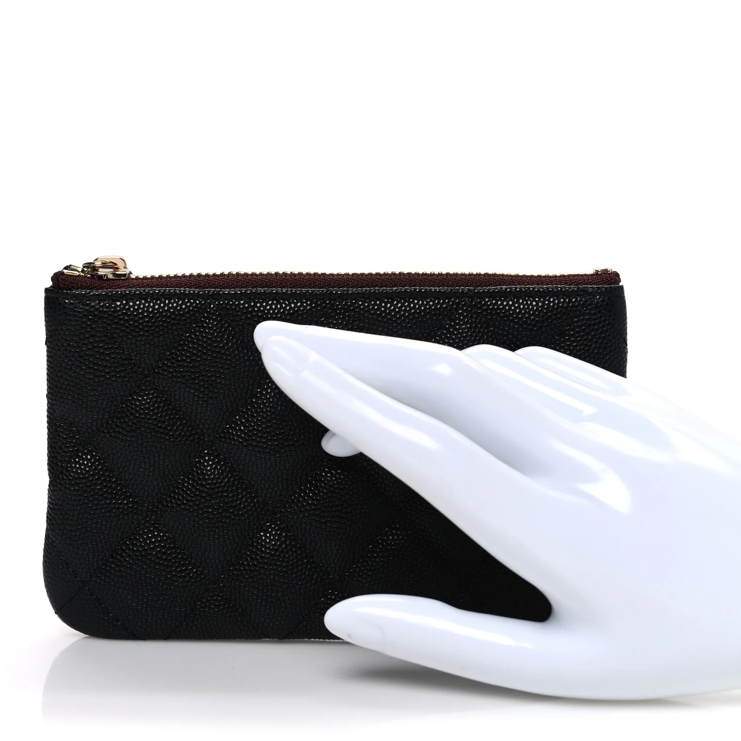 Caviar Quilted Small Cosmetic Case Black - Image 2