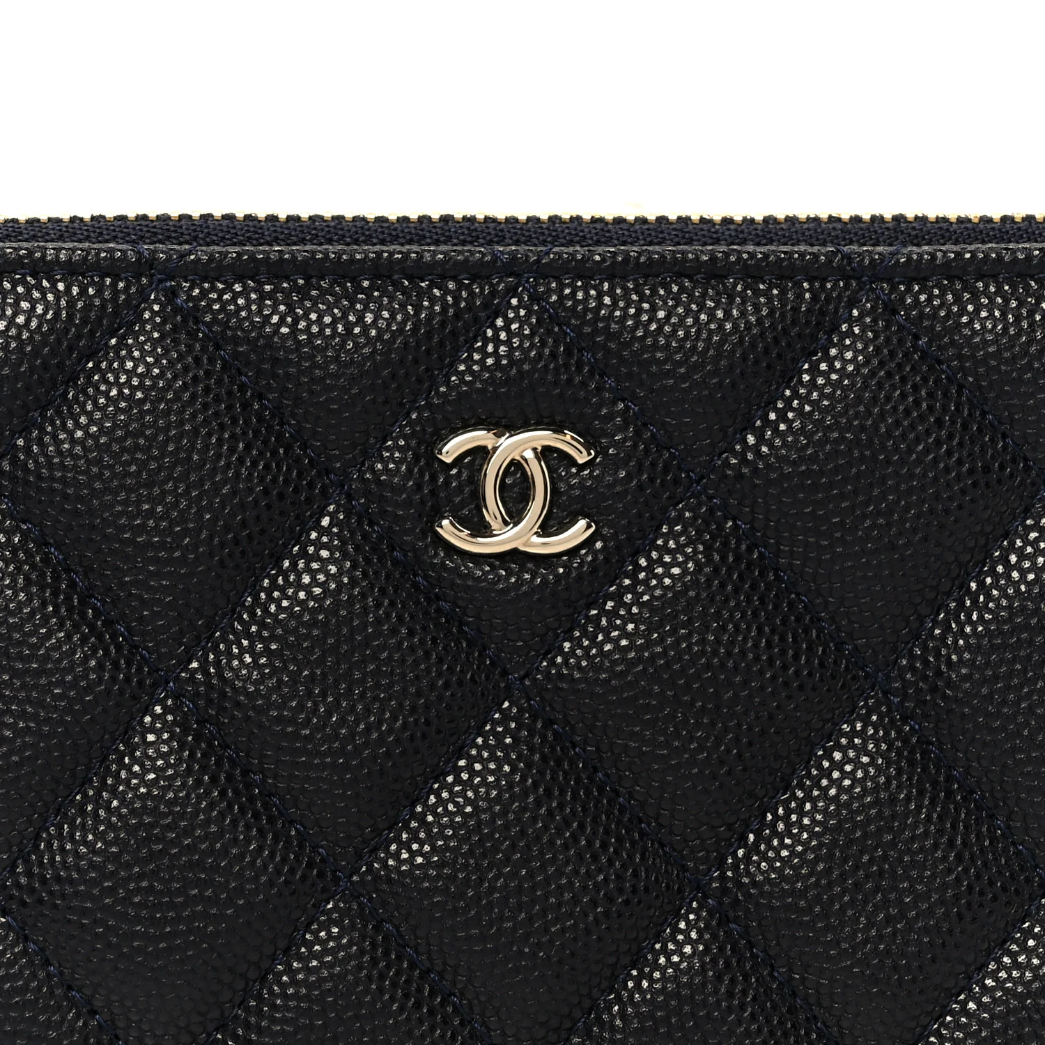 Caviar Quilted Small Cosmetic Case Navy Blue - Image 8