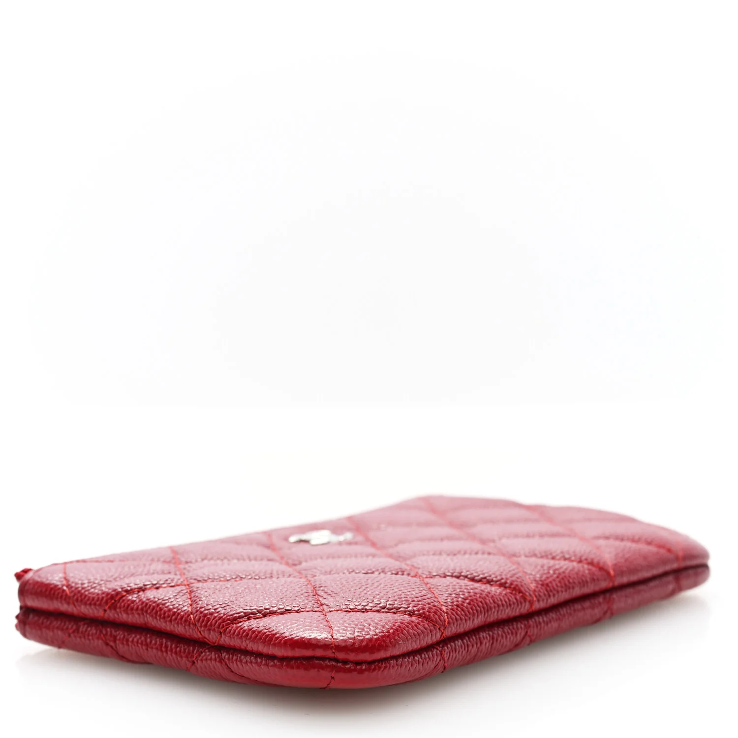 Caviar Quilted Small Cosmetic Case Red - Image 4