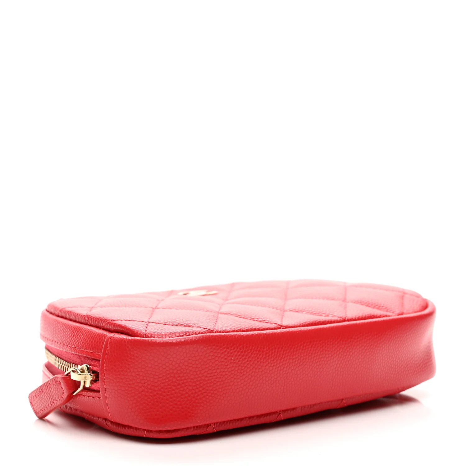 Caviar Quilted Small Curvy Pouch Cosmetic Case Red - Image 4