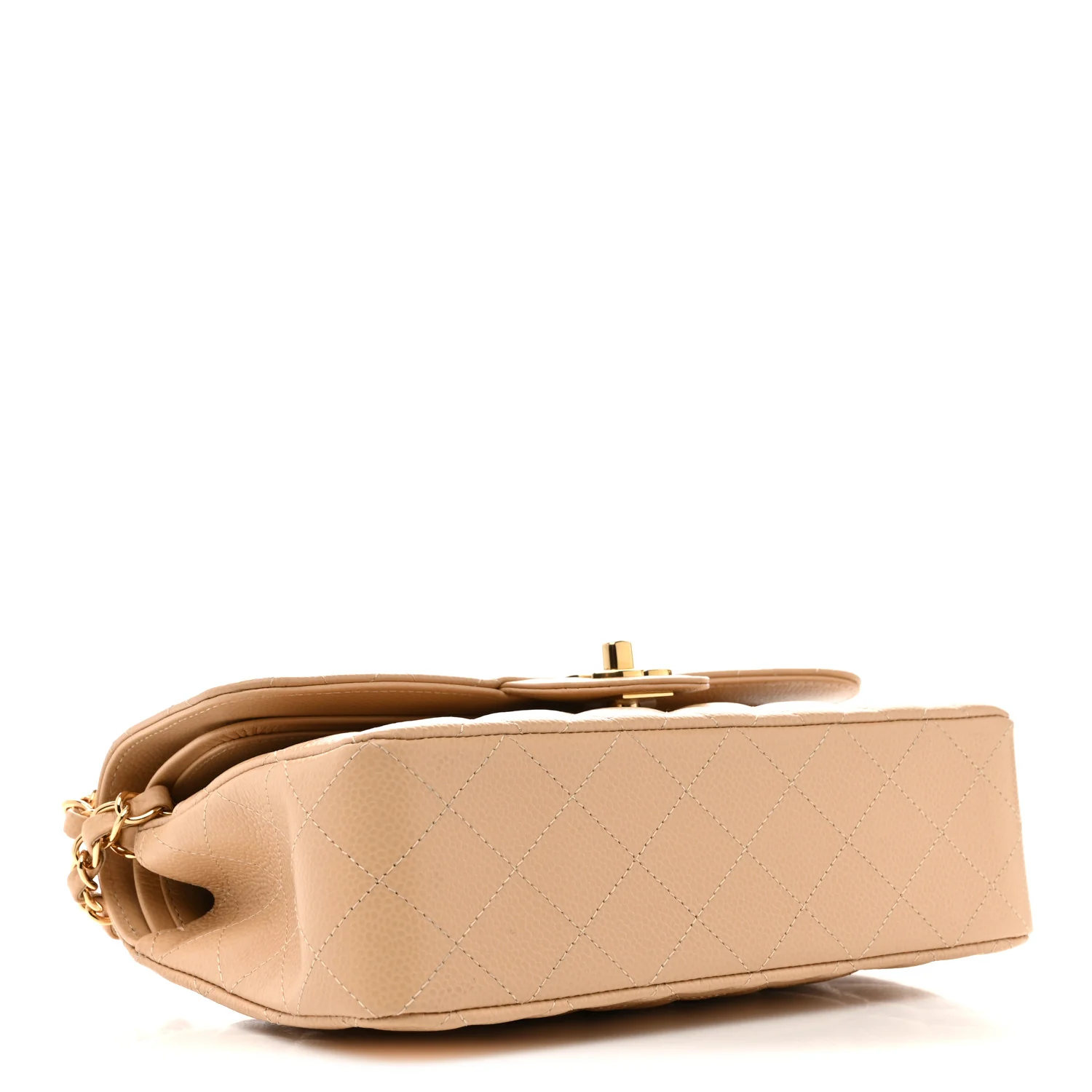 Caviar Quilted Small Double Flap Beige - Image 4