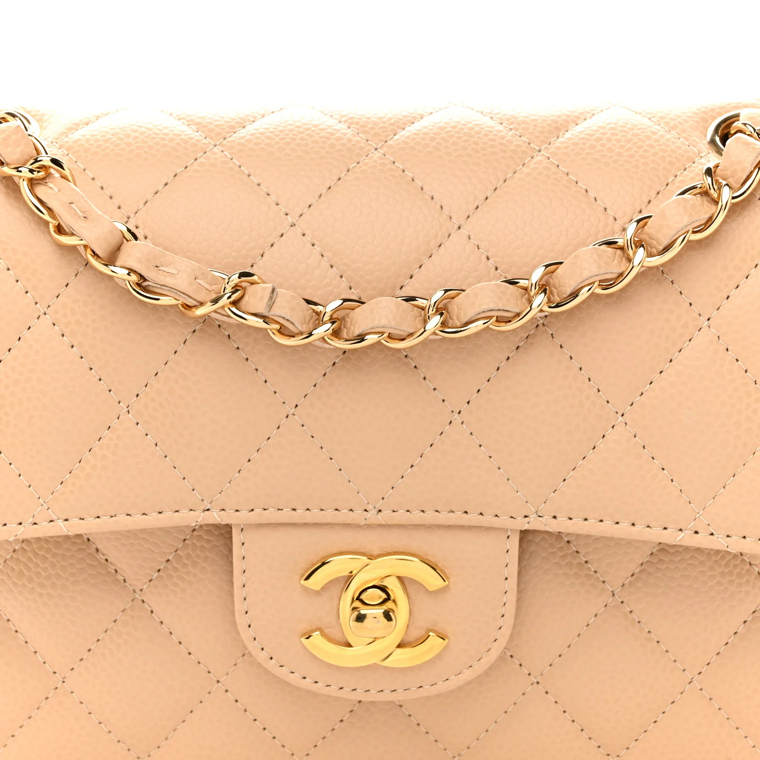 Caviar Quilted Small Double Flap Beige - Image 8