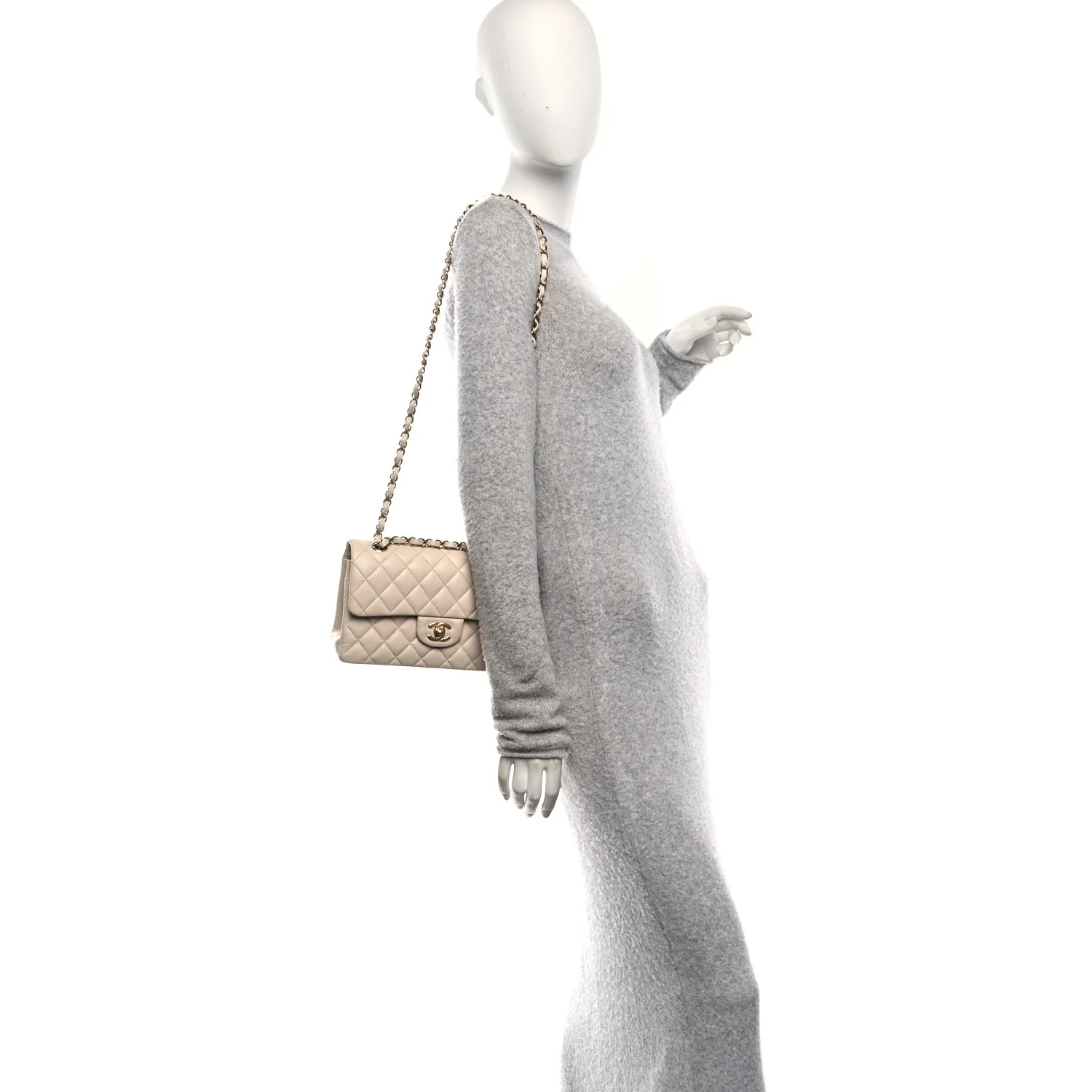 Caviar Quilted Small Double Flap Beige - Image 2