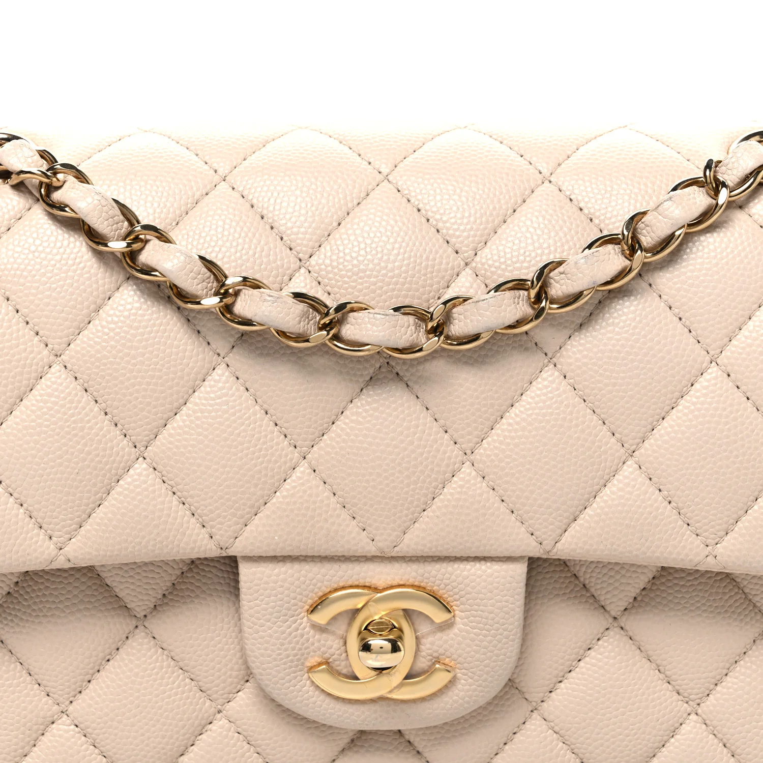 Caviar Quilted Small Double Flap Beige - Image 8