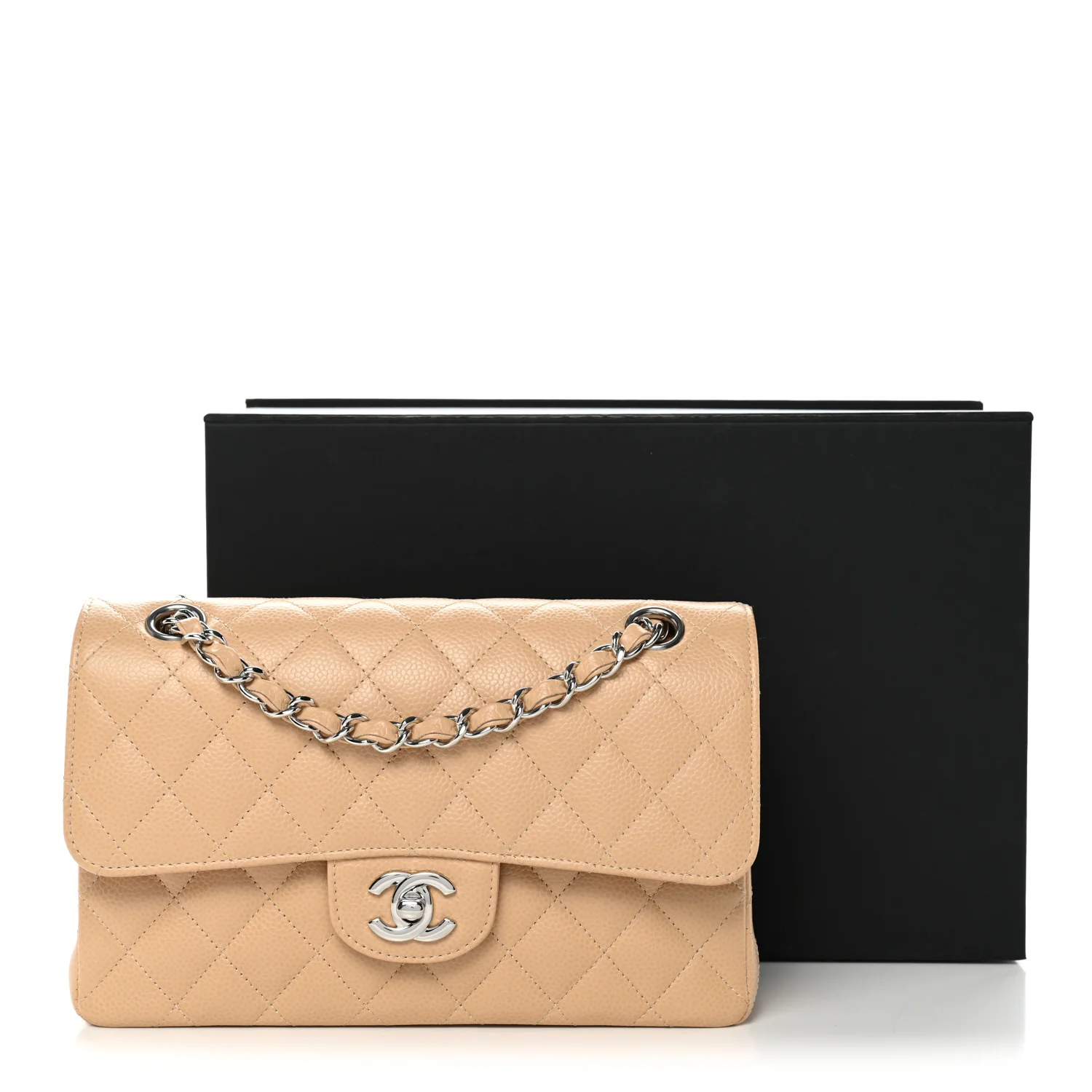 Caviar Quilted Small Double Flap Beige - Image 15