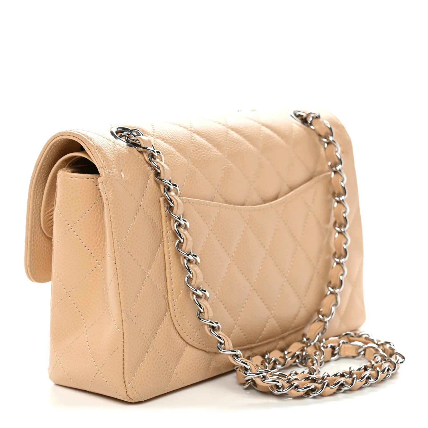 Caviar Quilted Small Double Flap Beige - Image 3