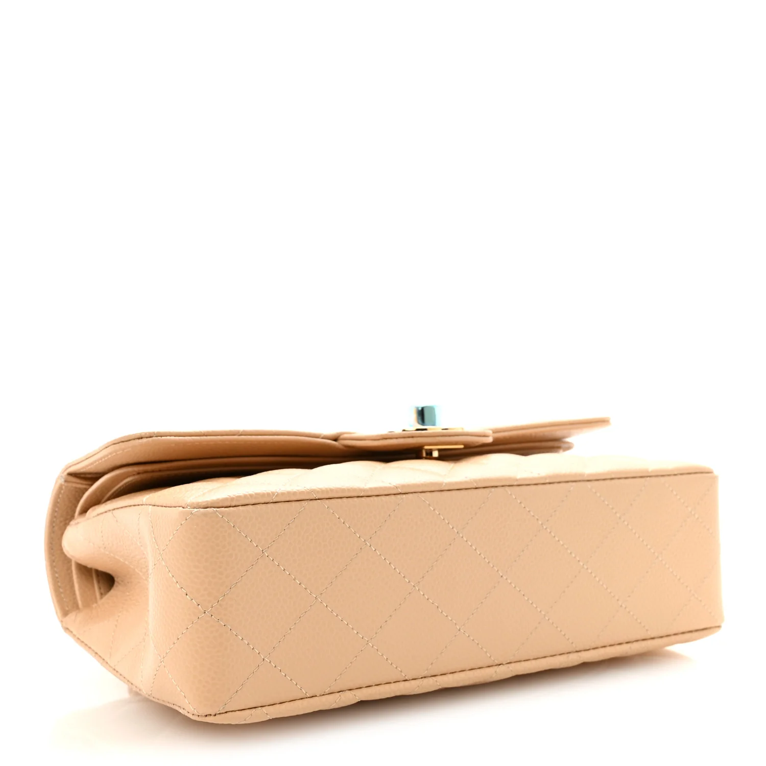 Caviar Quilted Small Double Flap Beige - Image 4