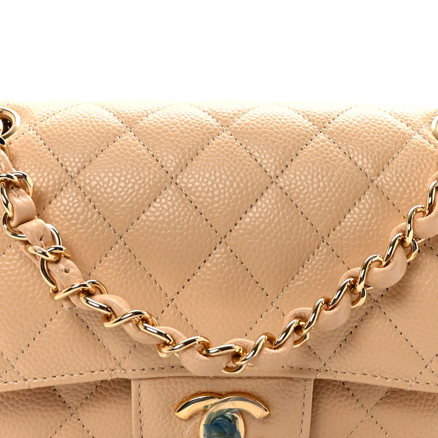 Caviar Quilted Small Double Flap Beige - Image 8