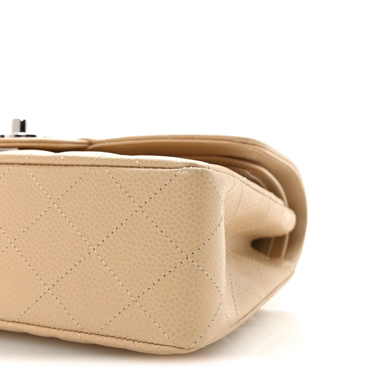 Caviar Quilted Small Double Flap Beige - Image 9