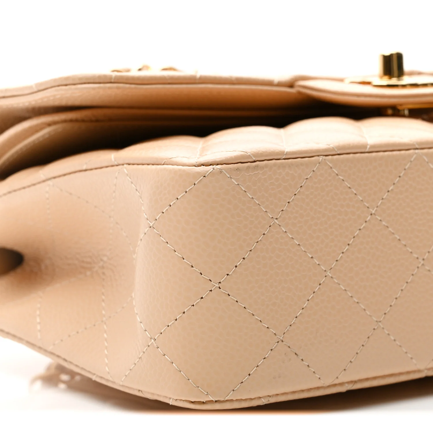 Caviar Quilted Small Double Flap Beige - Image 9