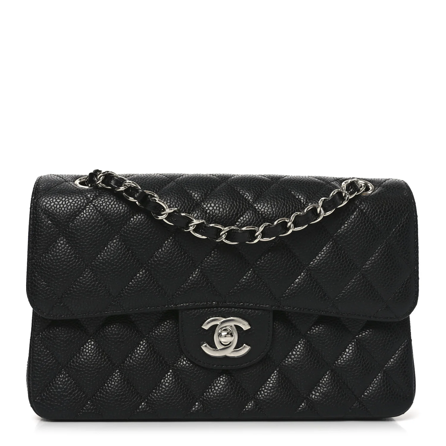 Caviar Quilted Small Double Flap Black