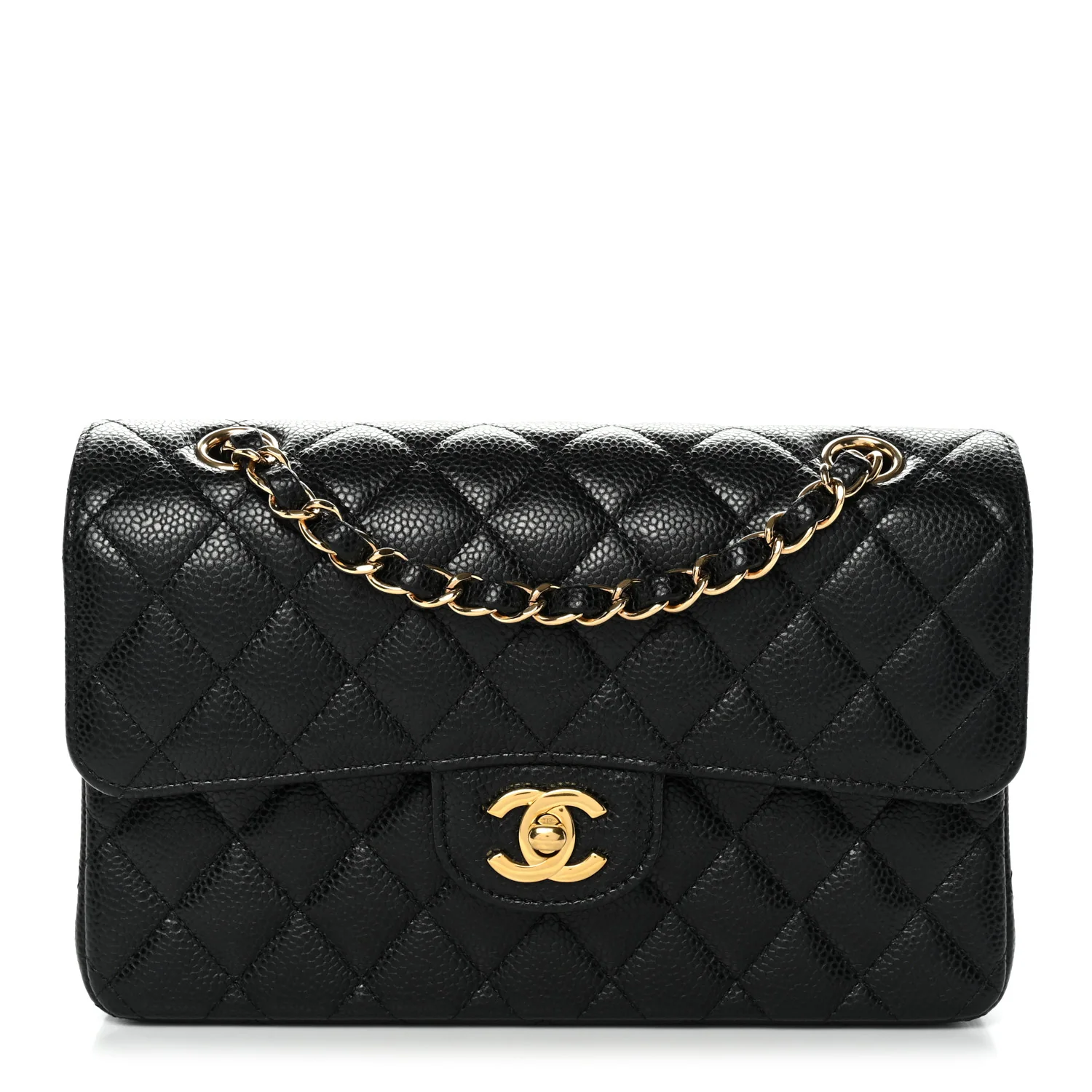 Caviar Quilted Small Double Flap Black