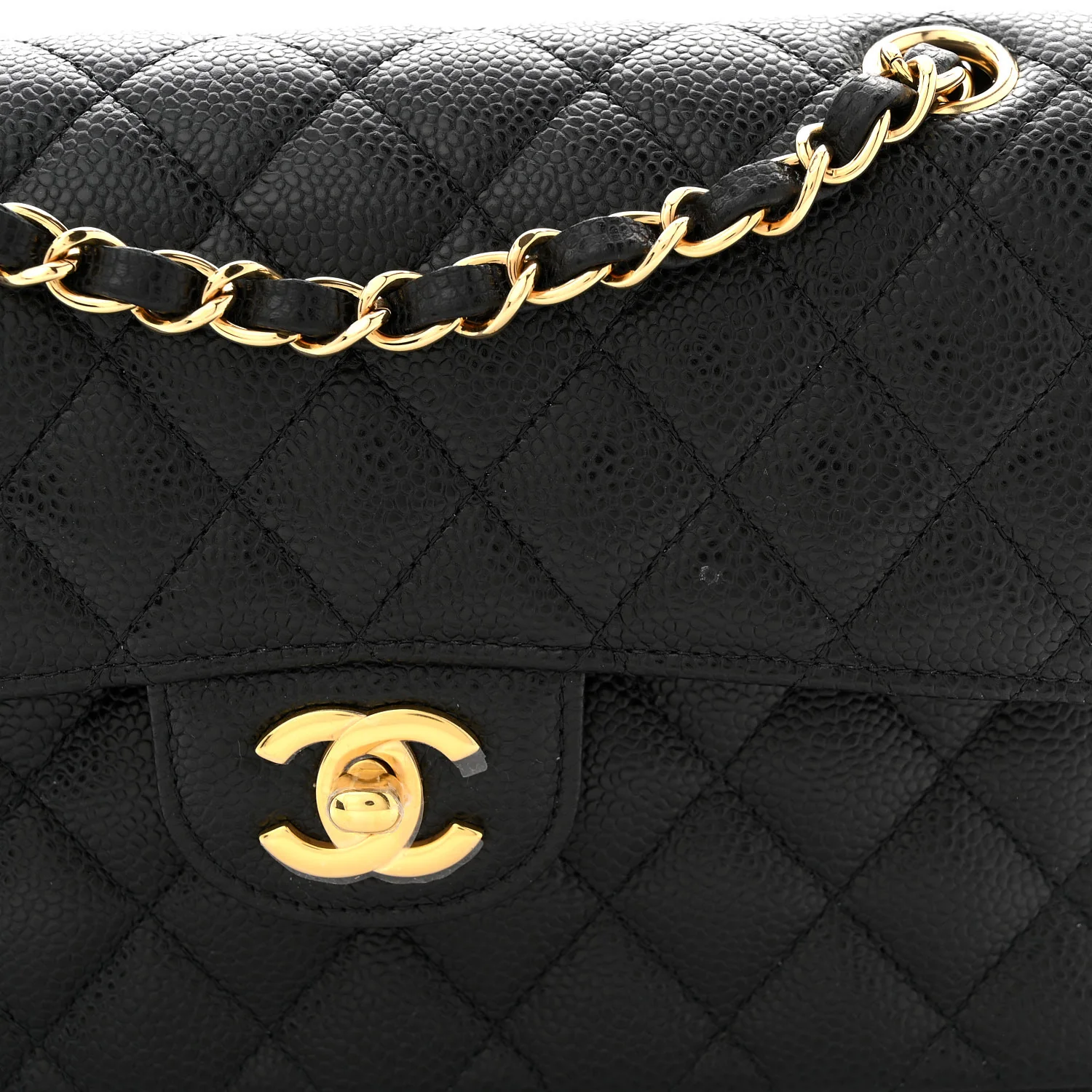 Caviar Quilted Small Double Flap Black - Image 11