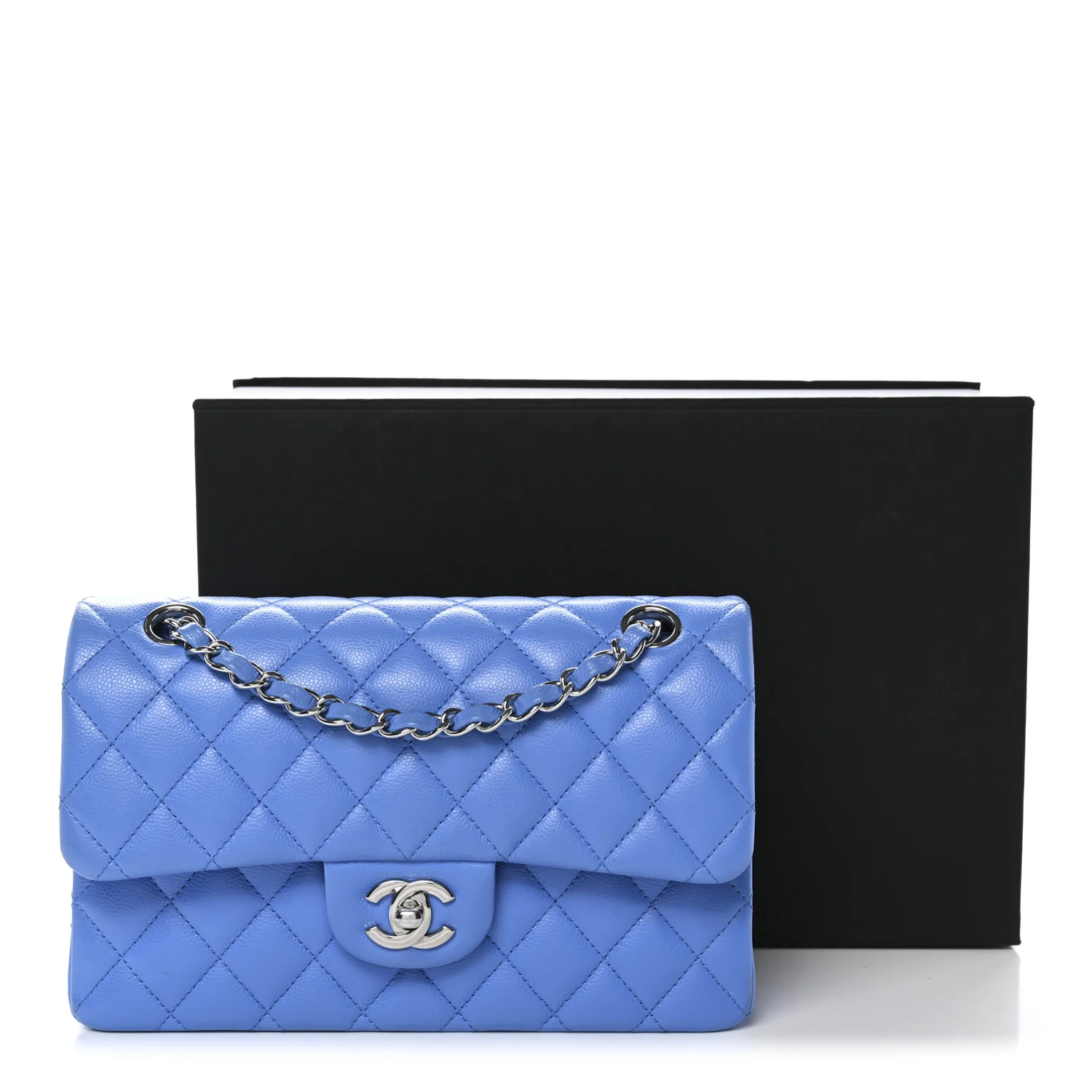 Caviar Quilted Small Double Flap Blue - Image 11
