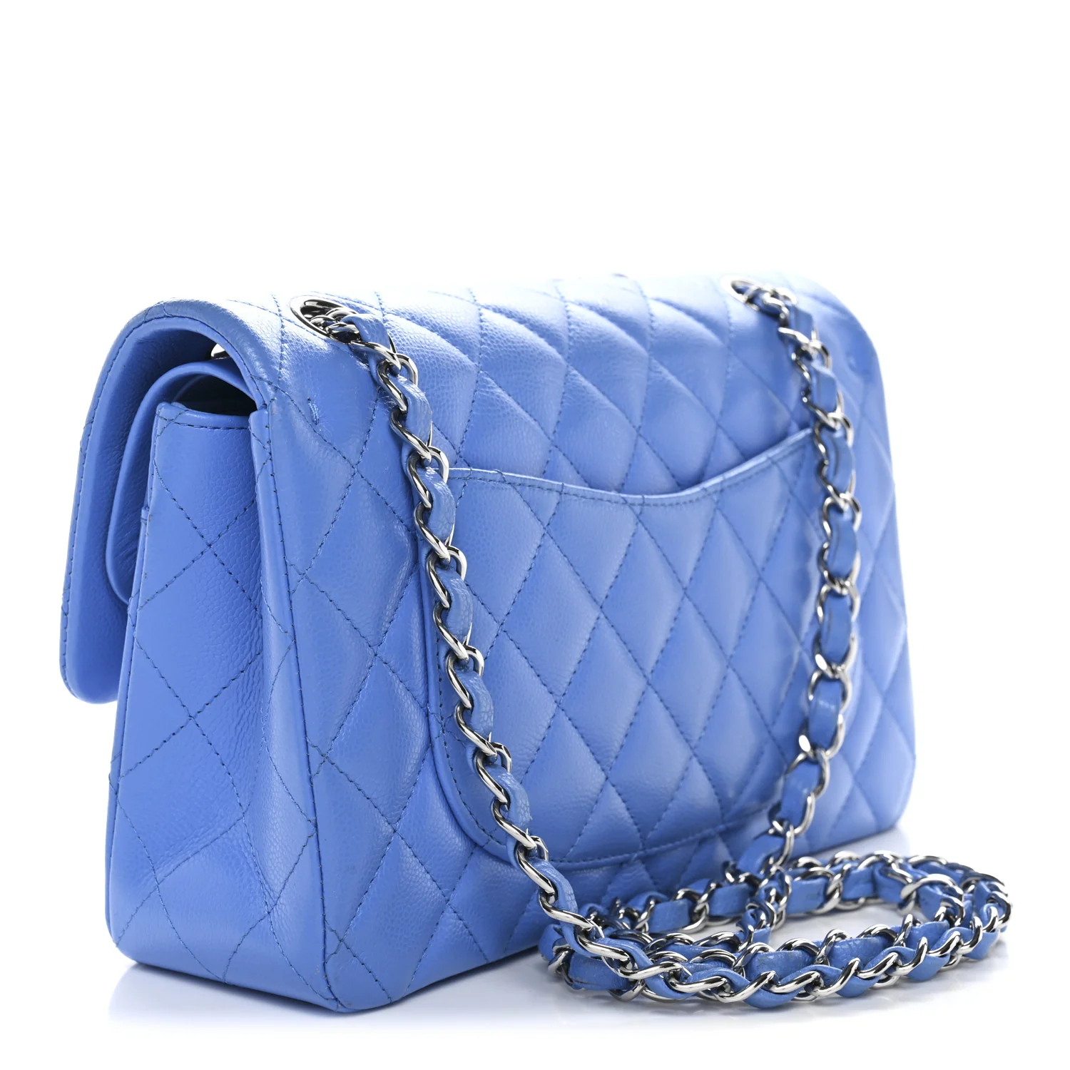 Caviar Quilted Small Double Flap Blue - Image 2