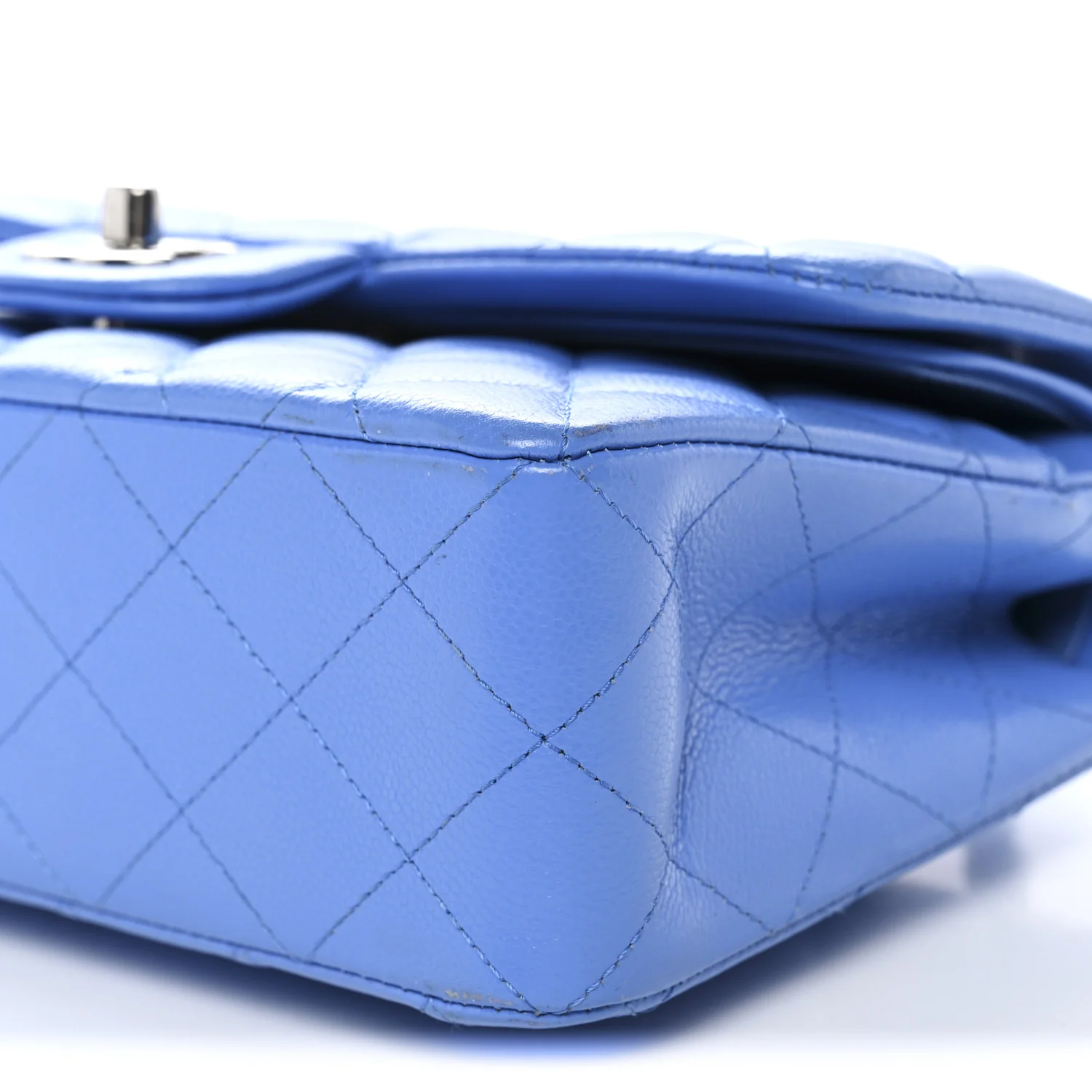 Caviar Quilted Small Double Flap Blue - Image 9