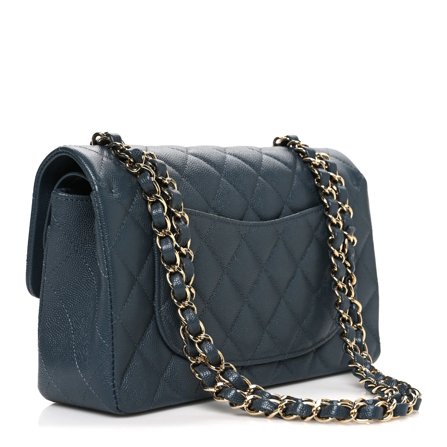 Caviar Quilted Small Double Flap Dark Grey - Image 3