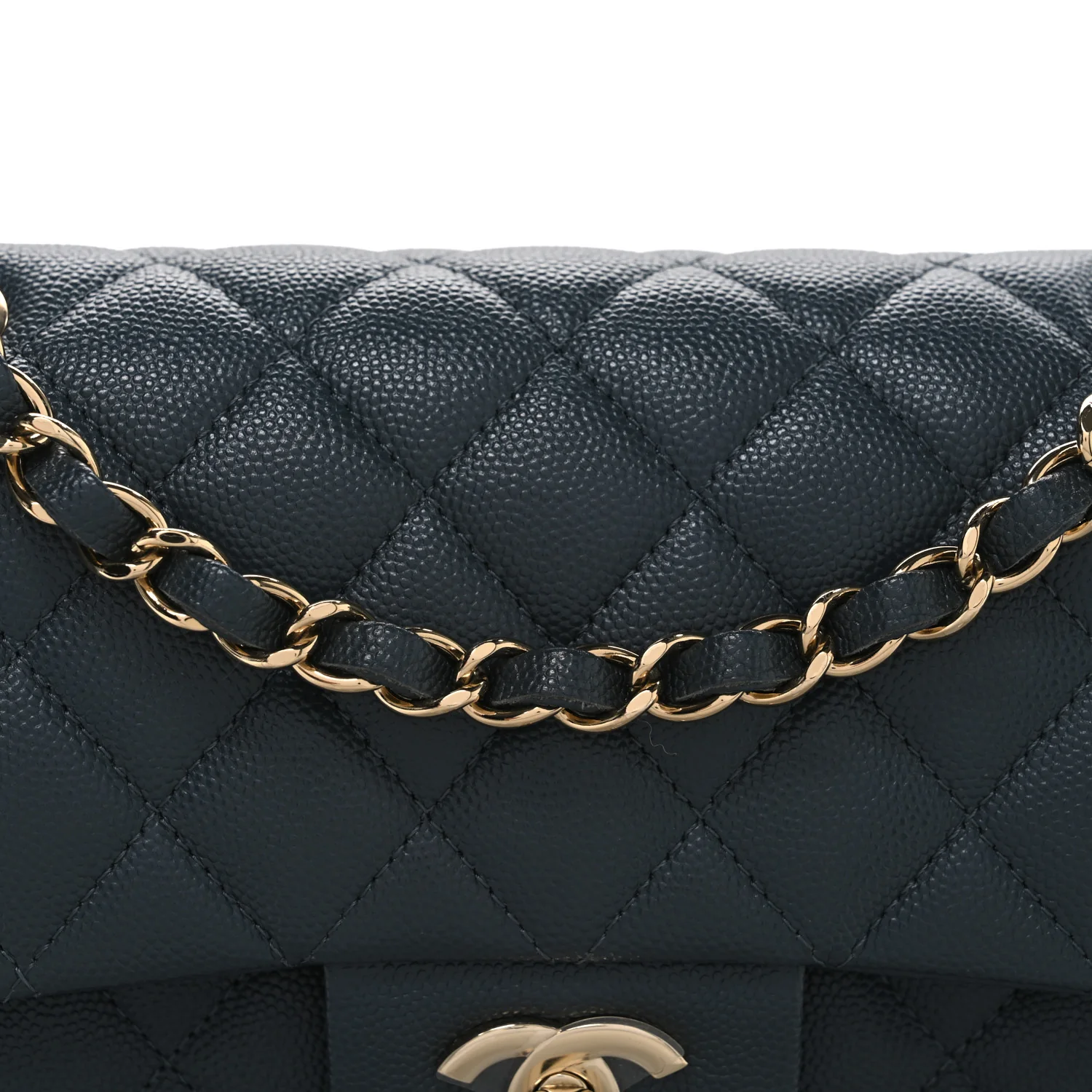 Caviar Quilted Small Double Flap Dark Grey - Image 8
