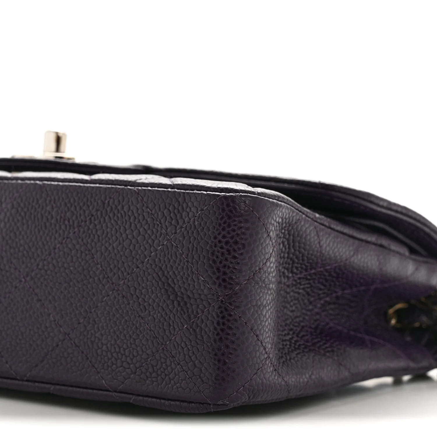 Caviar Quilted Small Double Flap Dark Purple - Image 10