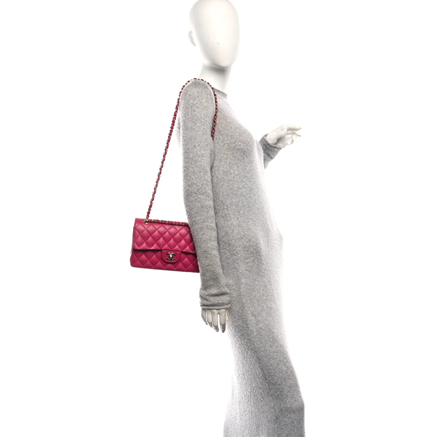 Caviar Quilted Small Double Flap Fuchsia - Image 2