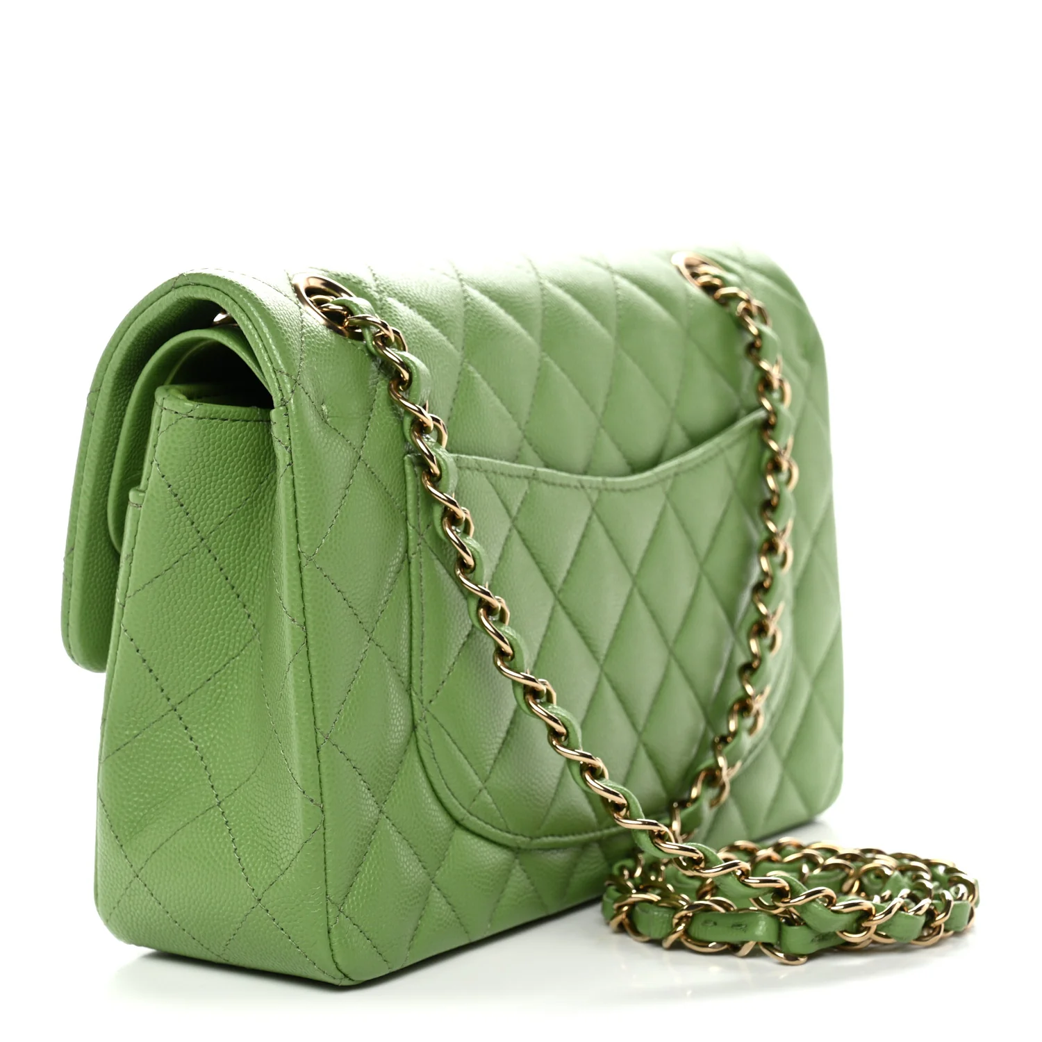Caviar Quilted Small Double Flap Green - Image 3