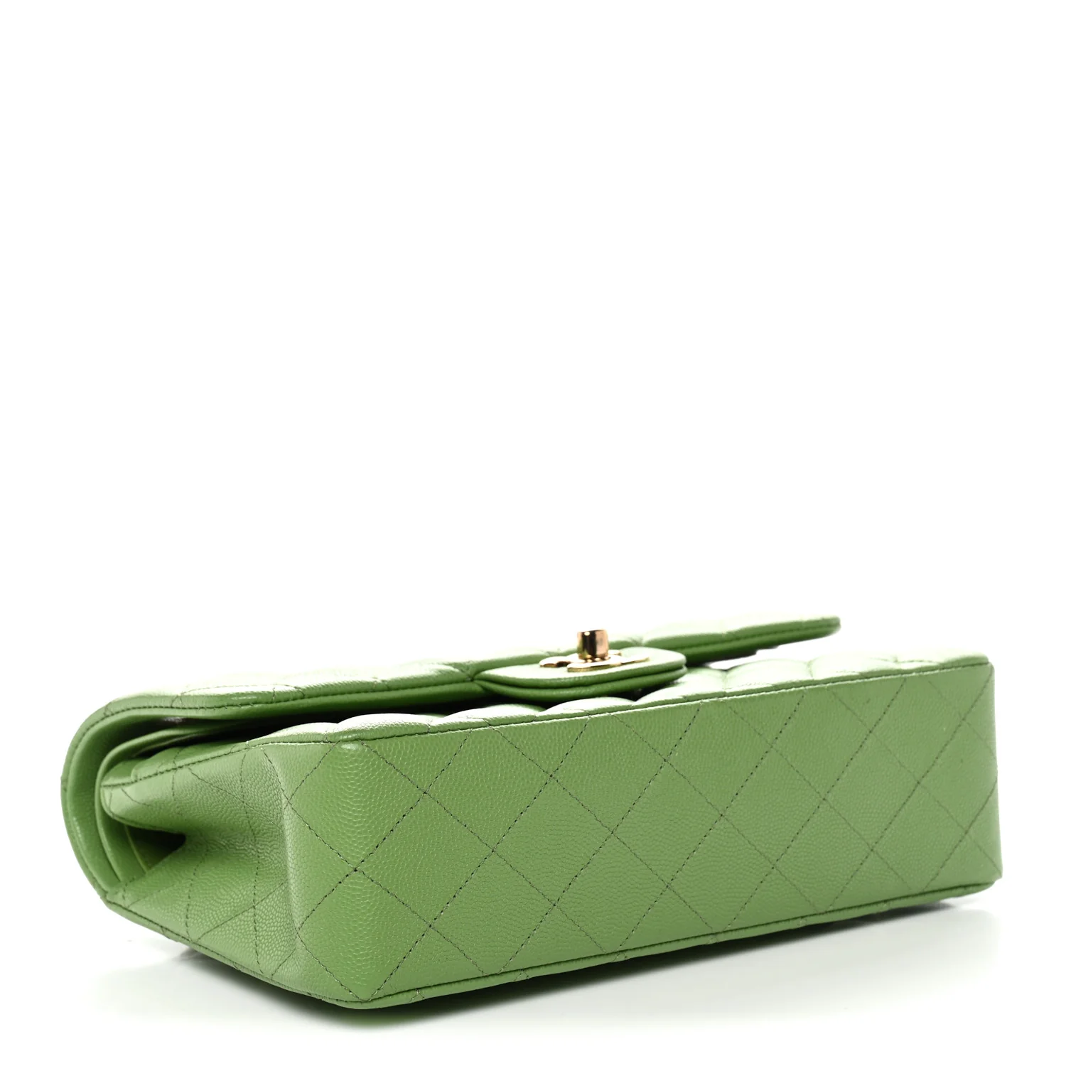 Caviar Quilted Small Double Flap Green - Image 4