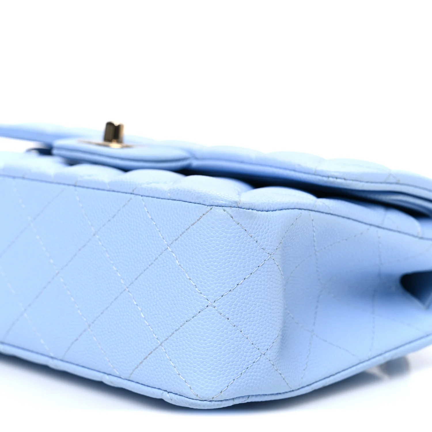 Caviar Quilted Small Double Flap Light Blue - Image 10