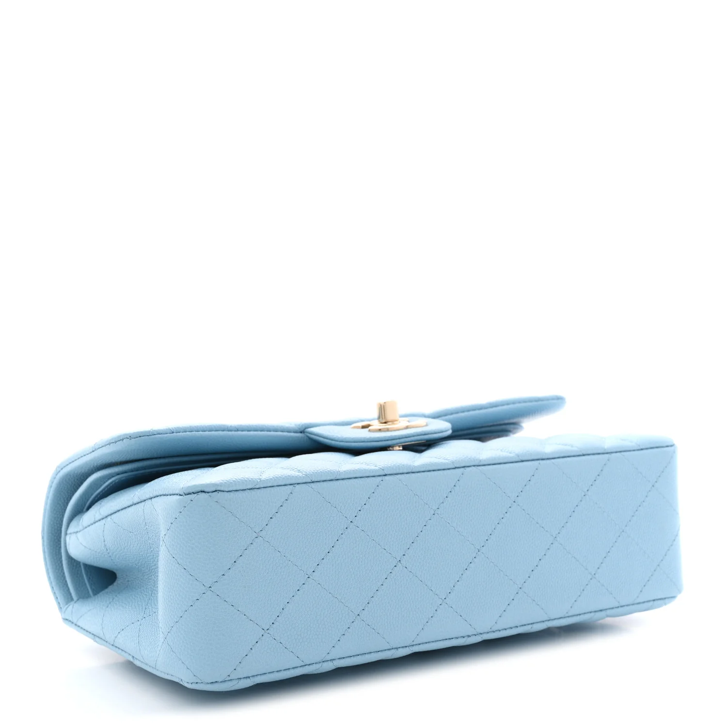 Caviar Quilted Small Double Flap Light Blue - Image 4