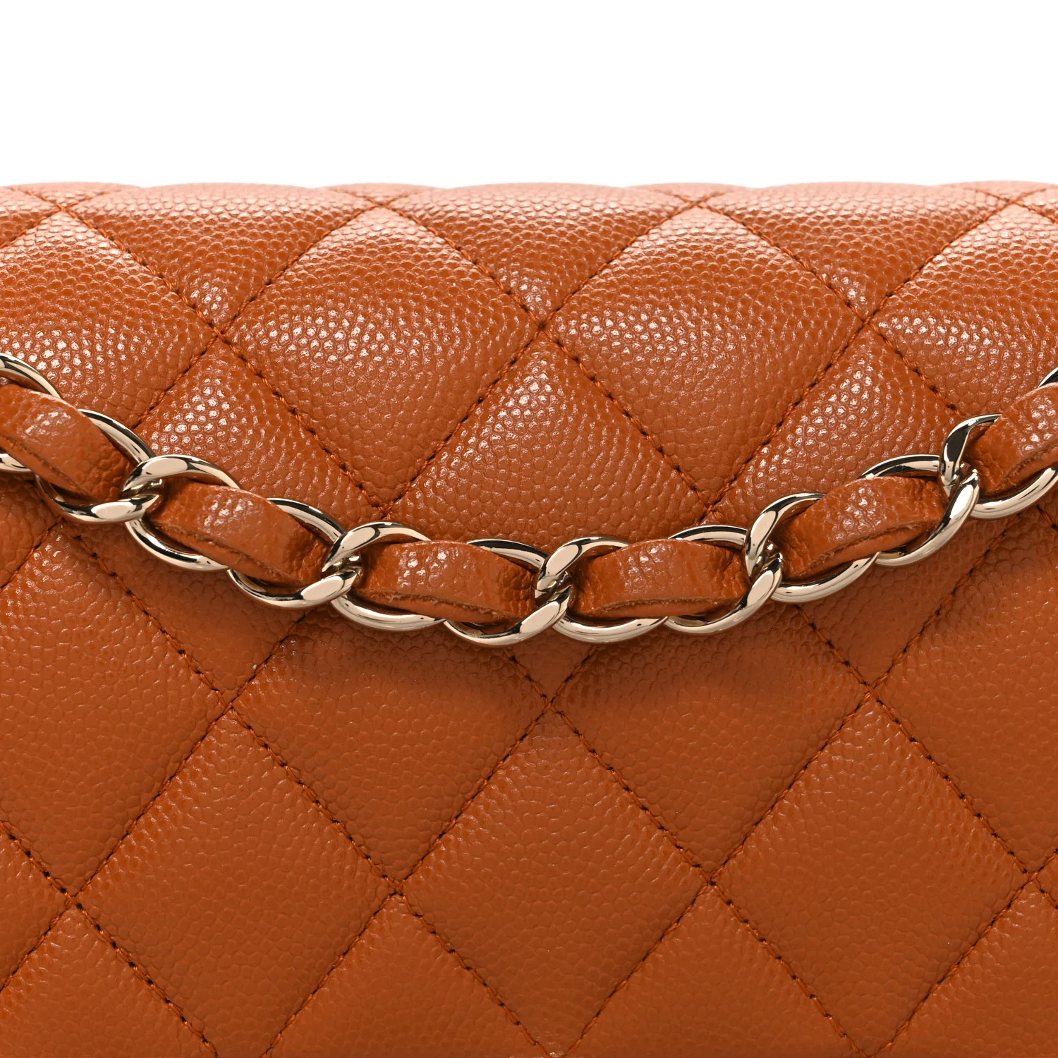 Caviar Quilted Small Double Flap Light Brown - Image 8