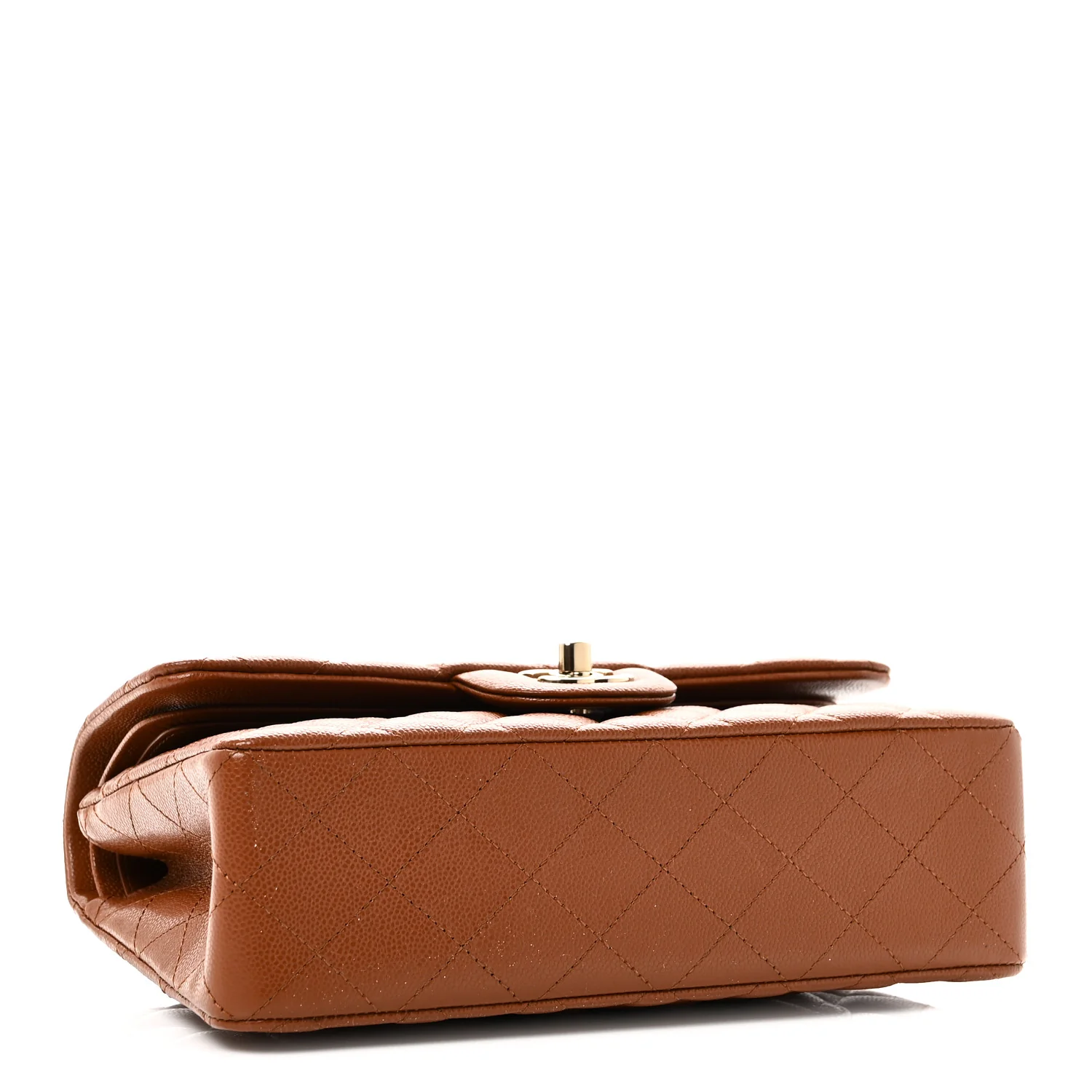 Caviar Quilted Small Double Flap Light Brown - Image 4