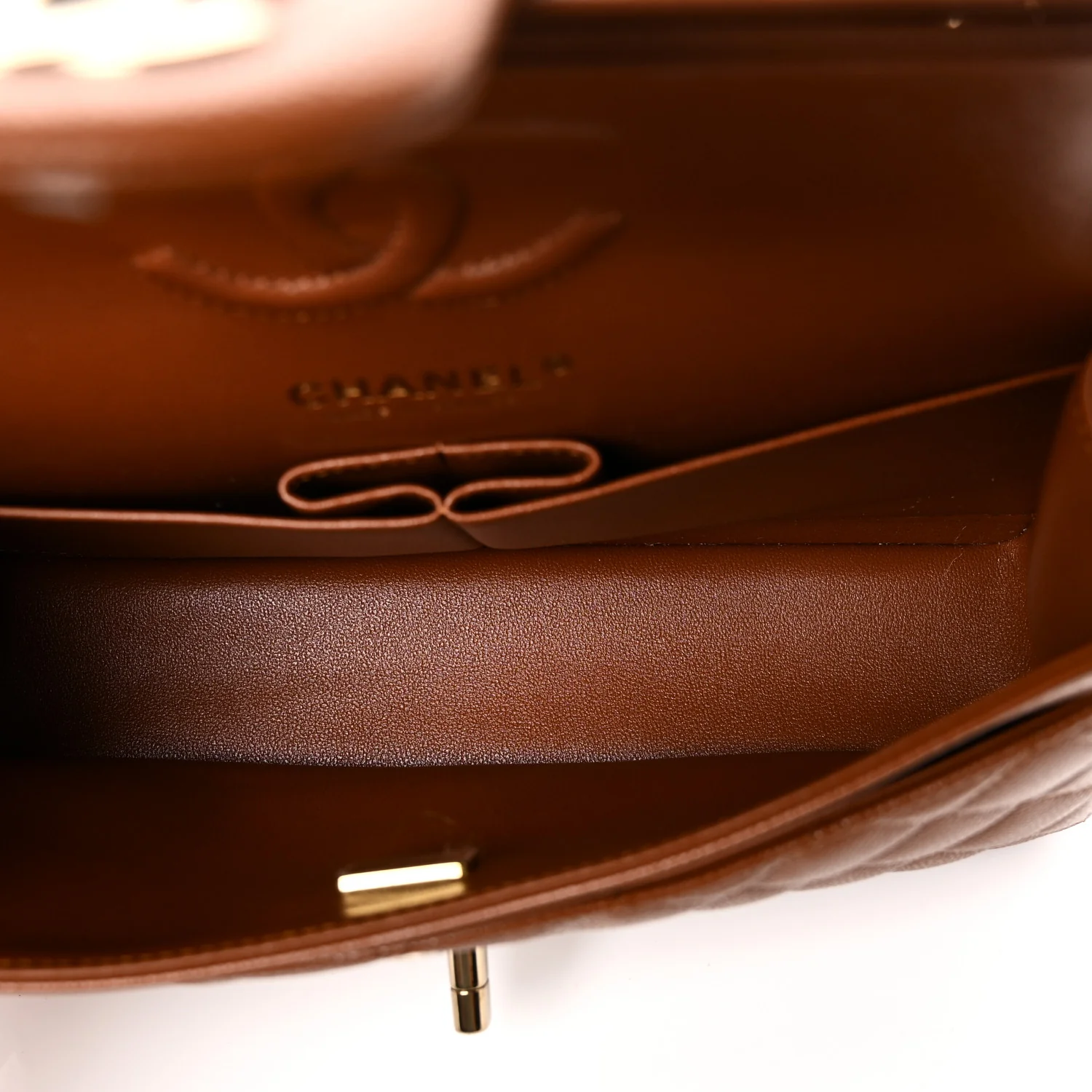 Caviar Quilted Small Double Flap Light Brown - Image 5